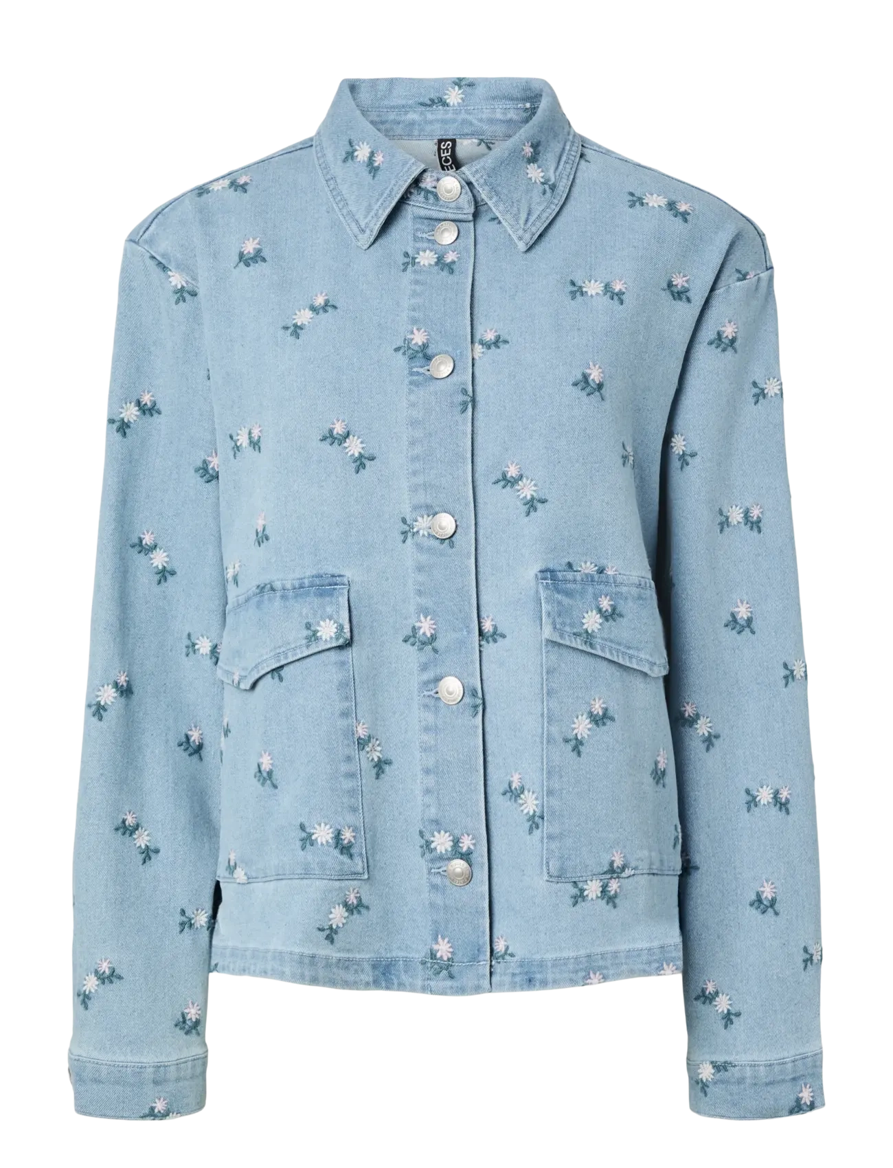 Pieces PCFLORA LS DENIM EMB SHIRT NOOS - Bluser & Skjorter - LIGHT BLUE DENIM / blue