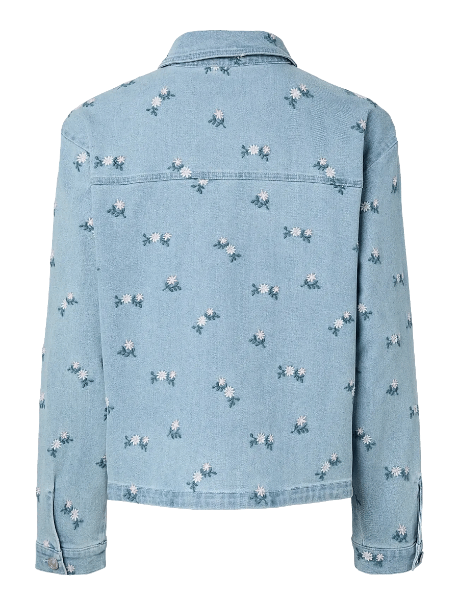 Pieces - PCFLORA LS DENIM EMB SHIRT NOOS - jeansskjortor - light blue denim - 2