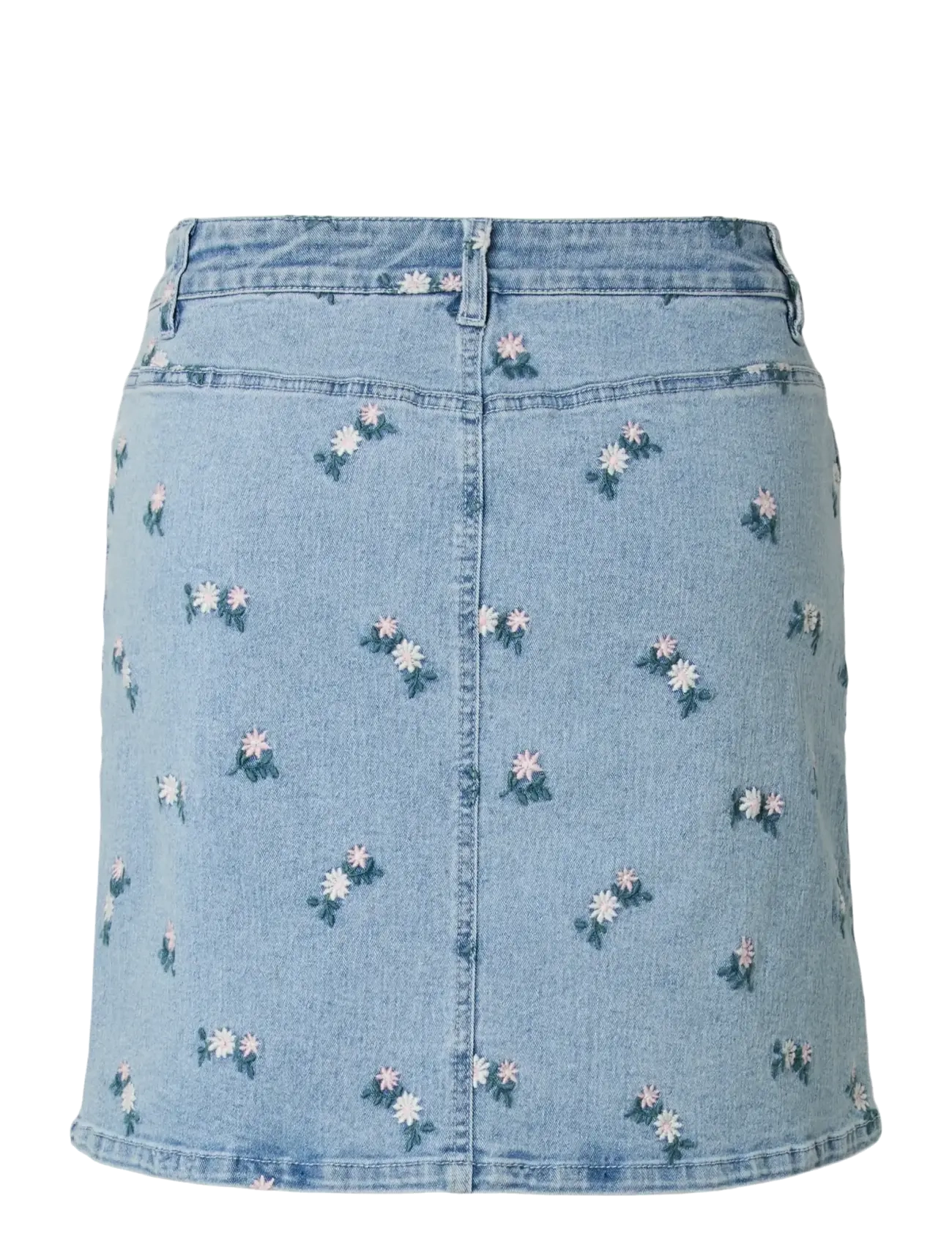 Pieces - PCFLORA HW SHORT DENIM EMB SKIRT NOOS - teksaseelikud - light blue denim - 2