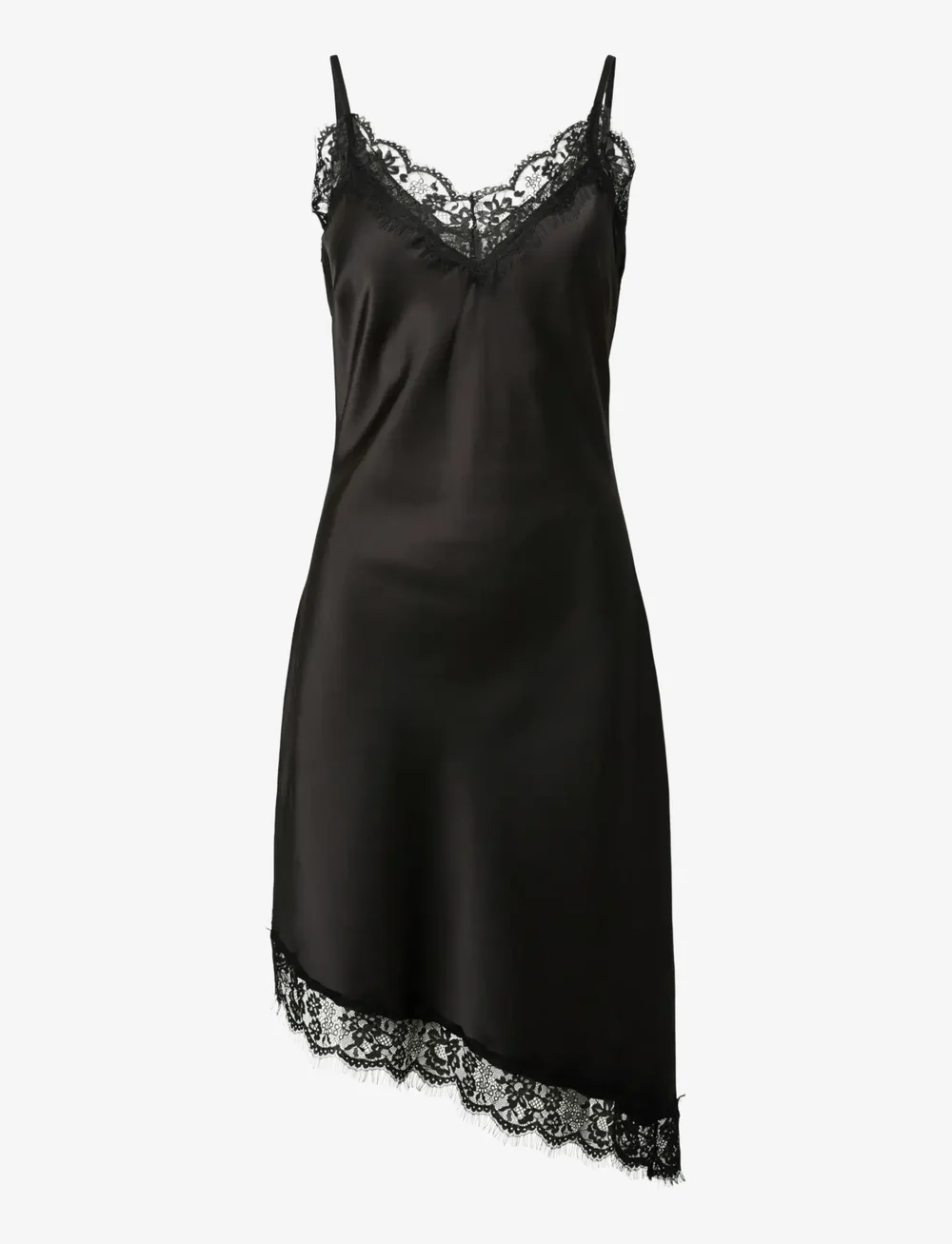 Pieces - PCNOMI STRAP SATIN LACE DRESS WVN D2D - slip dresses - black - 0