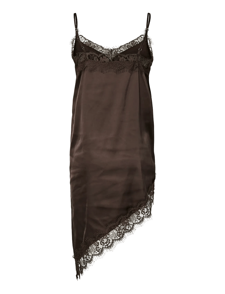 Pieces - PCNOMI STRAP SATIN LACE DRESS WVN D2D - hot fudge - 1