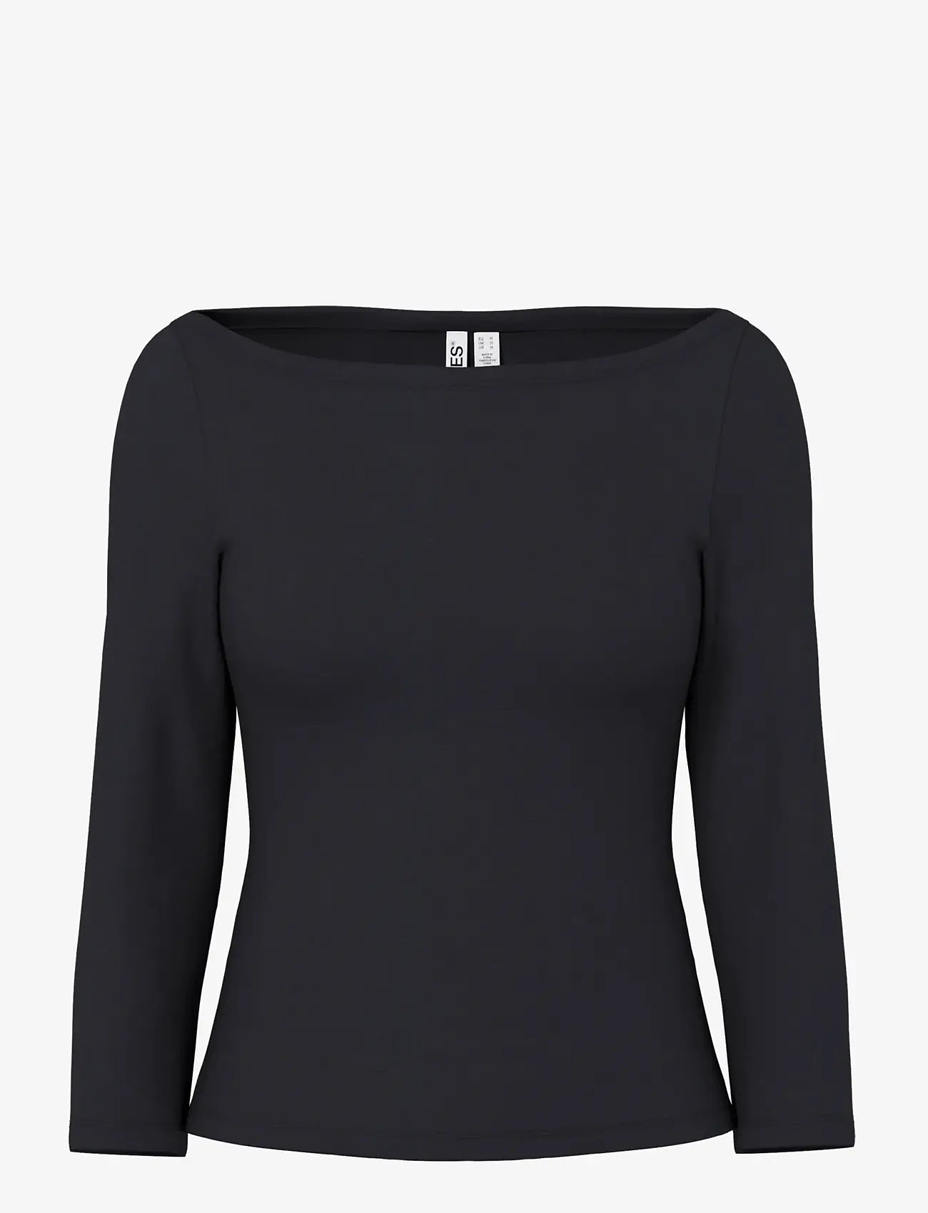 Pieces - PCPHOEBE 3/4 BOATNECK TOP JRS NOOS BC - langærmede toppe - black - 1