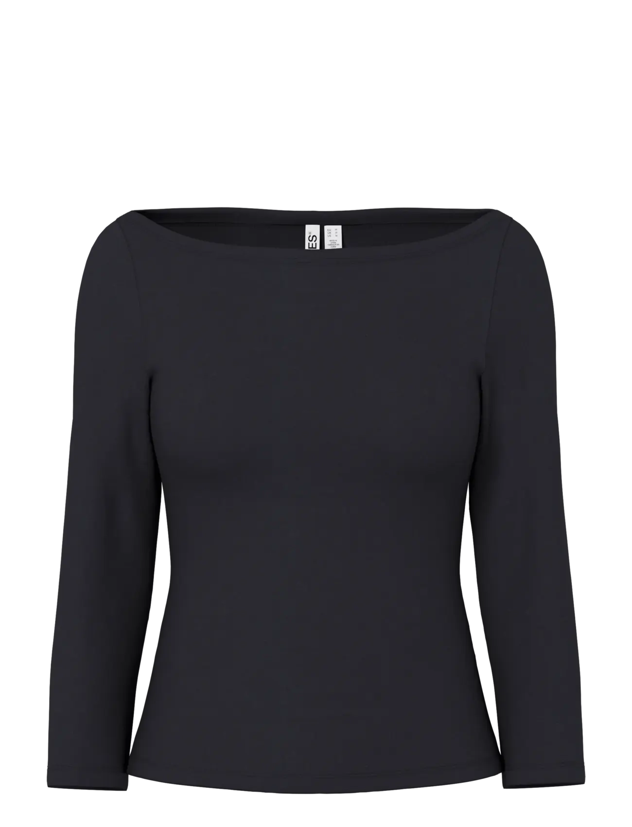 Pieces PCPHOEBE 3/4 BOATNECK TOP JRS NOOS BC - Kläder - BLACK / black