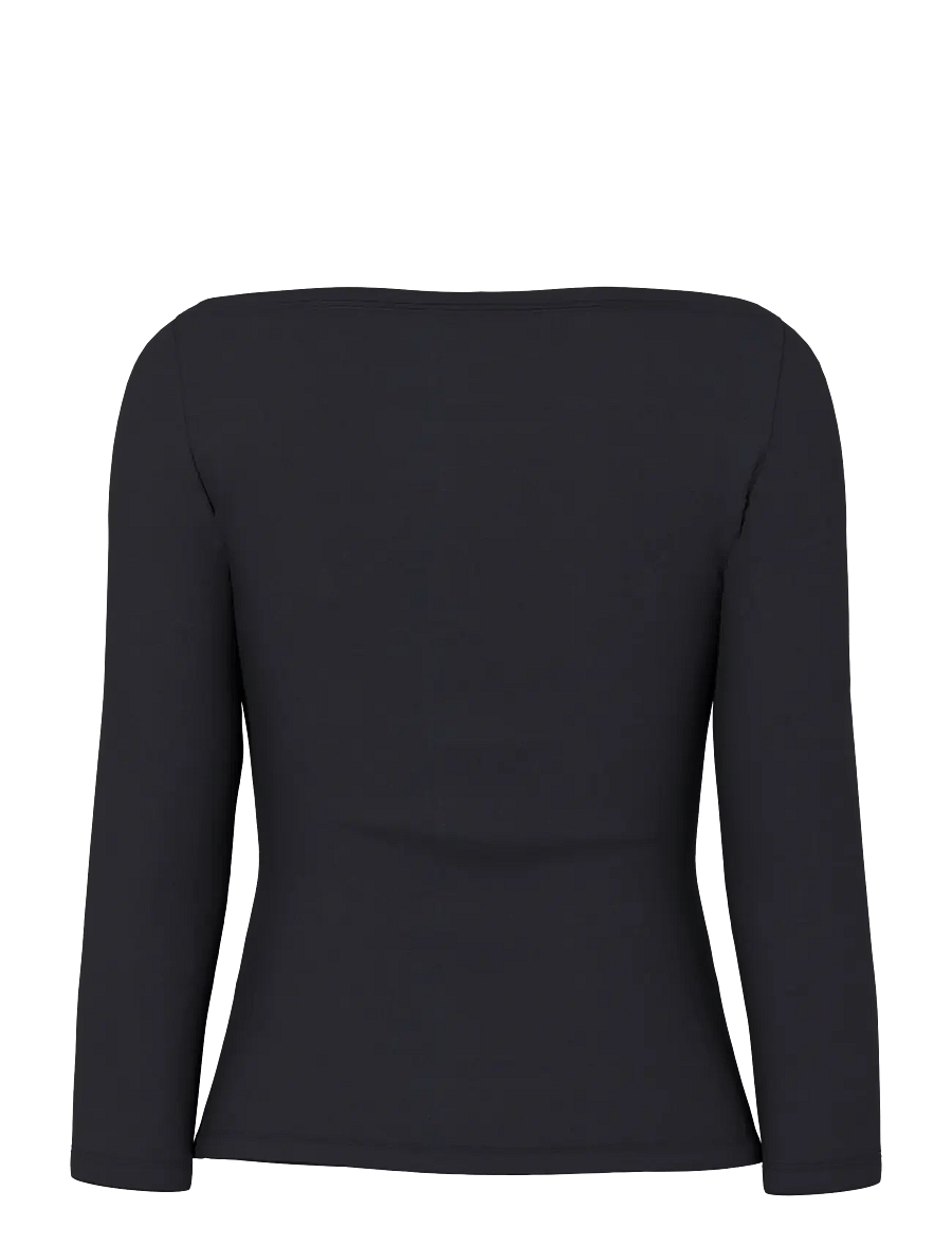 Pieces - PCPHOEBE 3/4 BOATNECK TOP JRS NOOS BC - langärmlige tops - black - 2