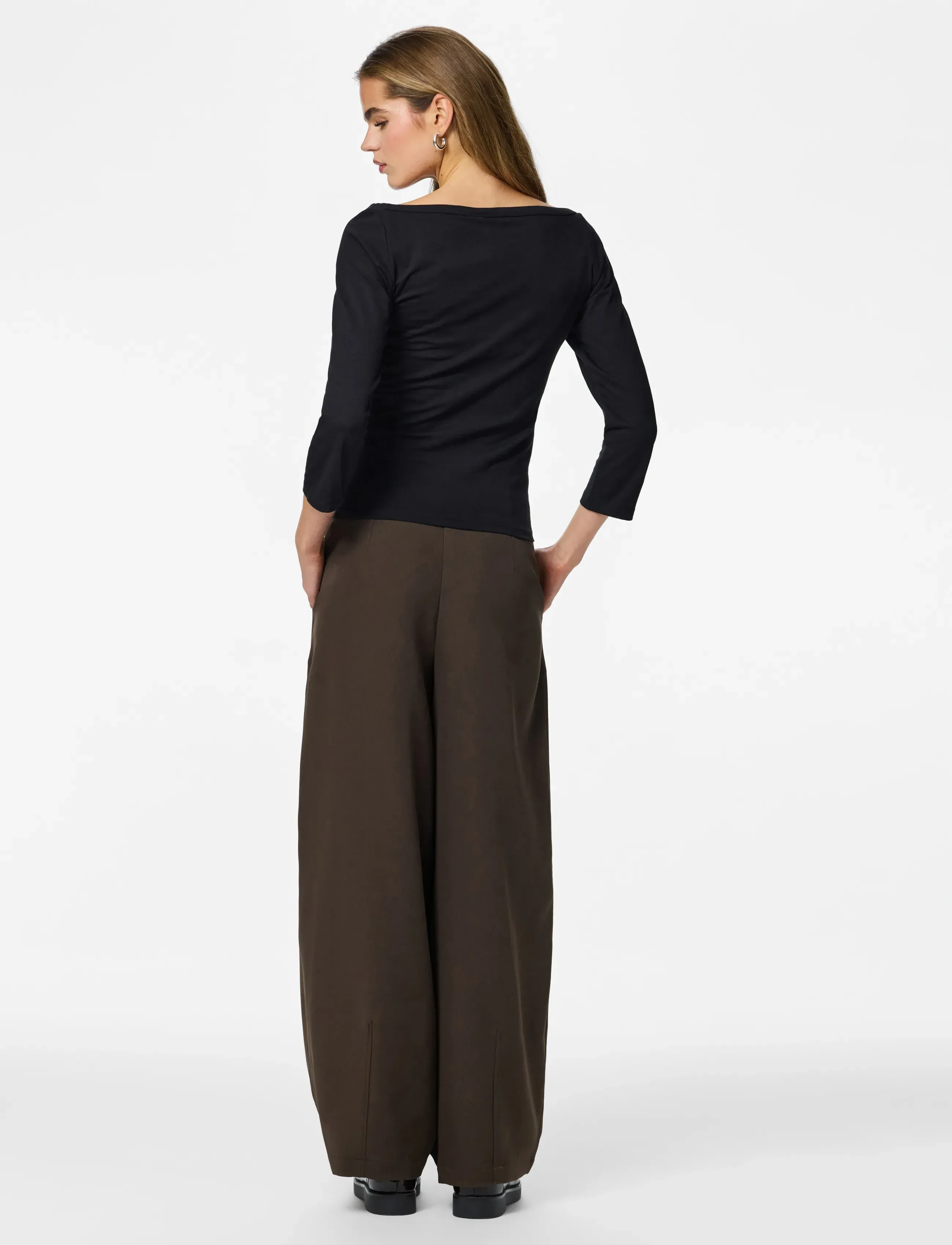 Pieces - PCPHOEBE 3/4 BOATNECK TOP JRS NOOS BC - langärmlige tops - black - 3