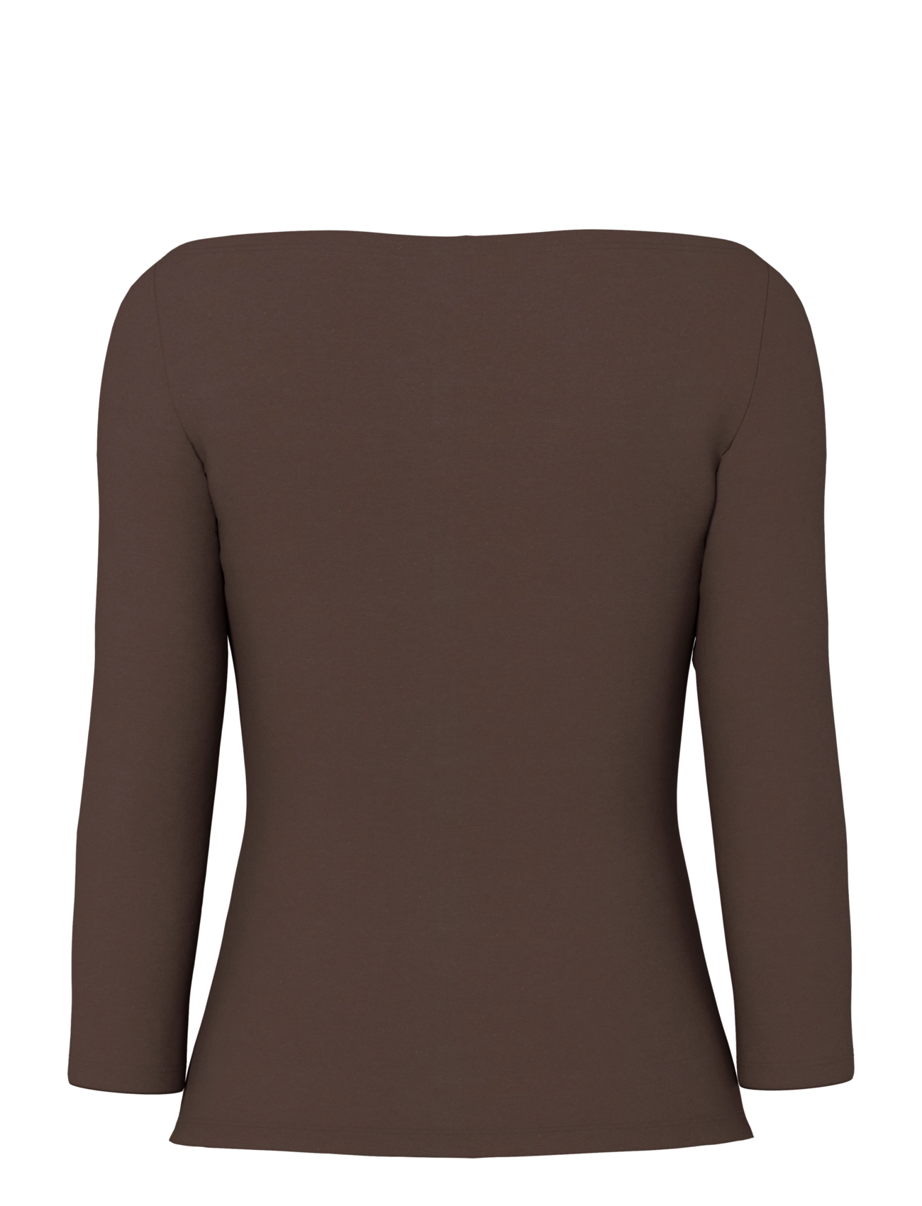 Pieces - PCPHOEBE 3/4 BOATNECK TOP JRS NOOS BC - pikkade varrukatega topid - hot fudge - 2
