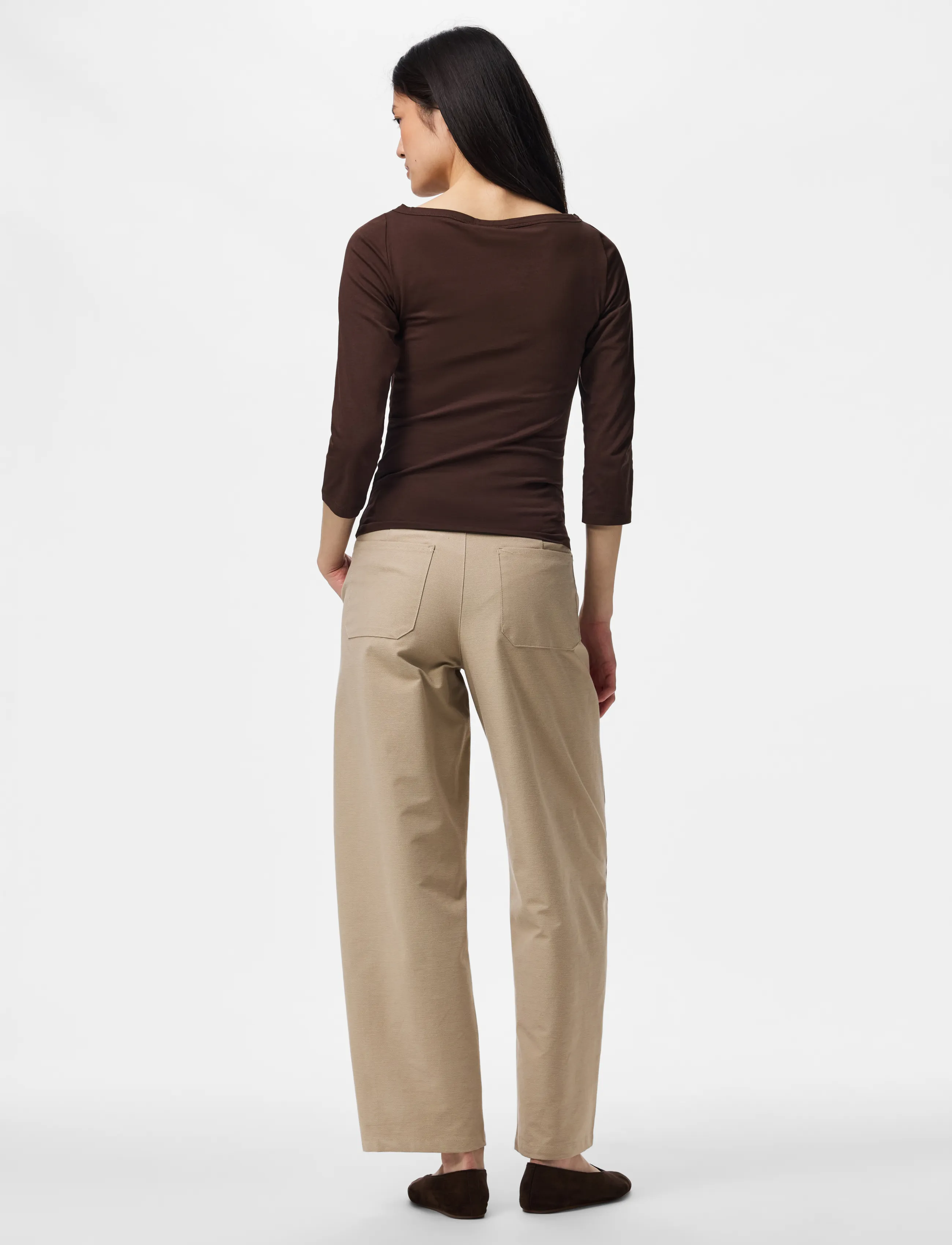 Pieces - PCPHOEBE 3/4 BOATNECK TOP JRS NOOS BC - pikkade varrukatega topid - hot fudge - 3