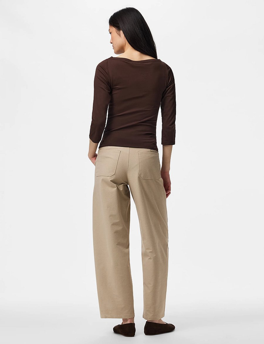 Pieces - PCPHOEBE 3/4 BOATNECK TOP JRS NOOS BC - pikkade varrukatega topid - hot fudge - 3