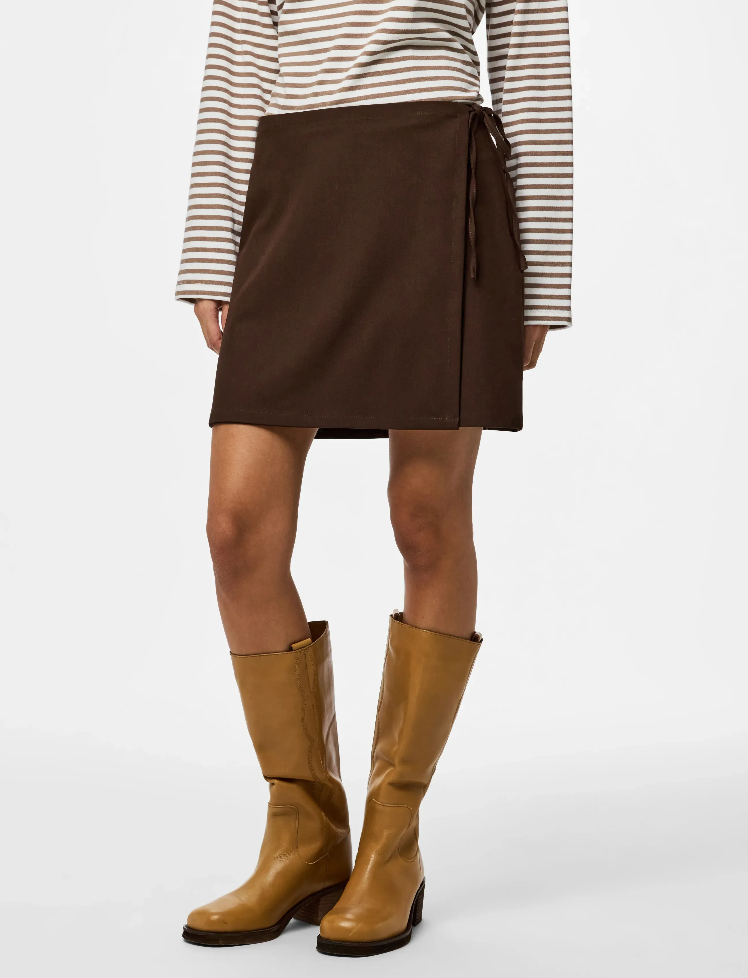 Pieces Pcbosella Mw Wrap Skirt Noos Bc, XXL, Brown, Nederdele > Wrap Nederdele, Dame