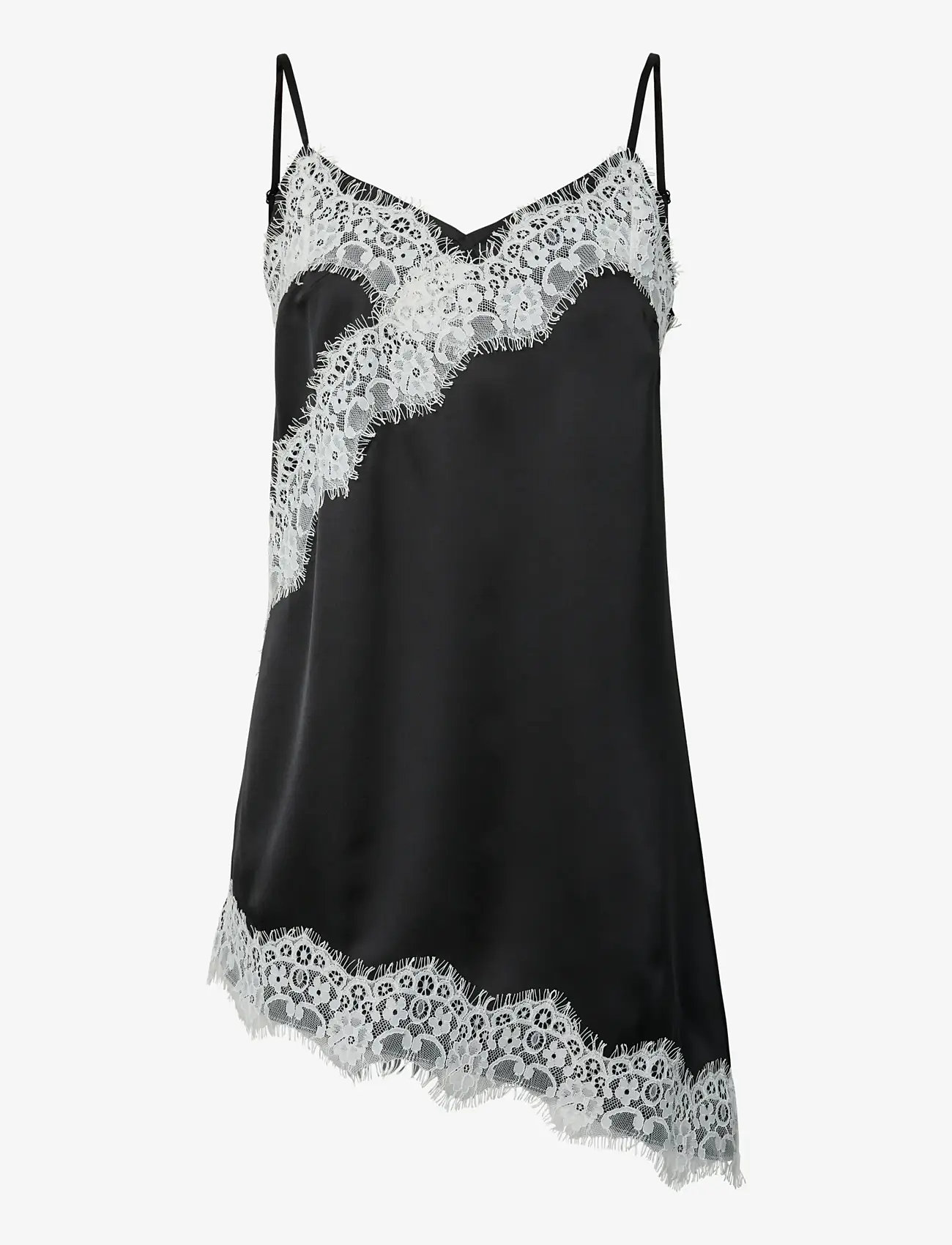 Pieces - PCARIEL ASSYMETRIC LACE TOP D2D PP BC - sleeveless tops - black - 1