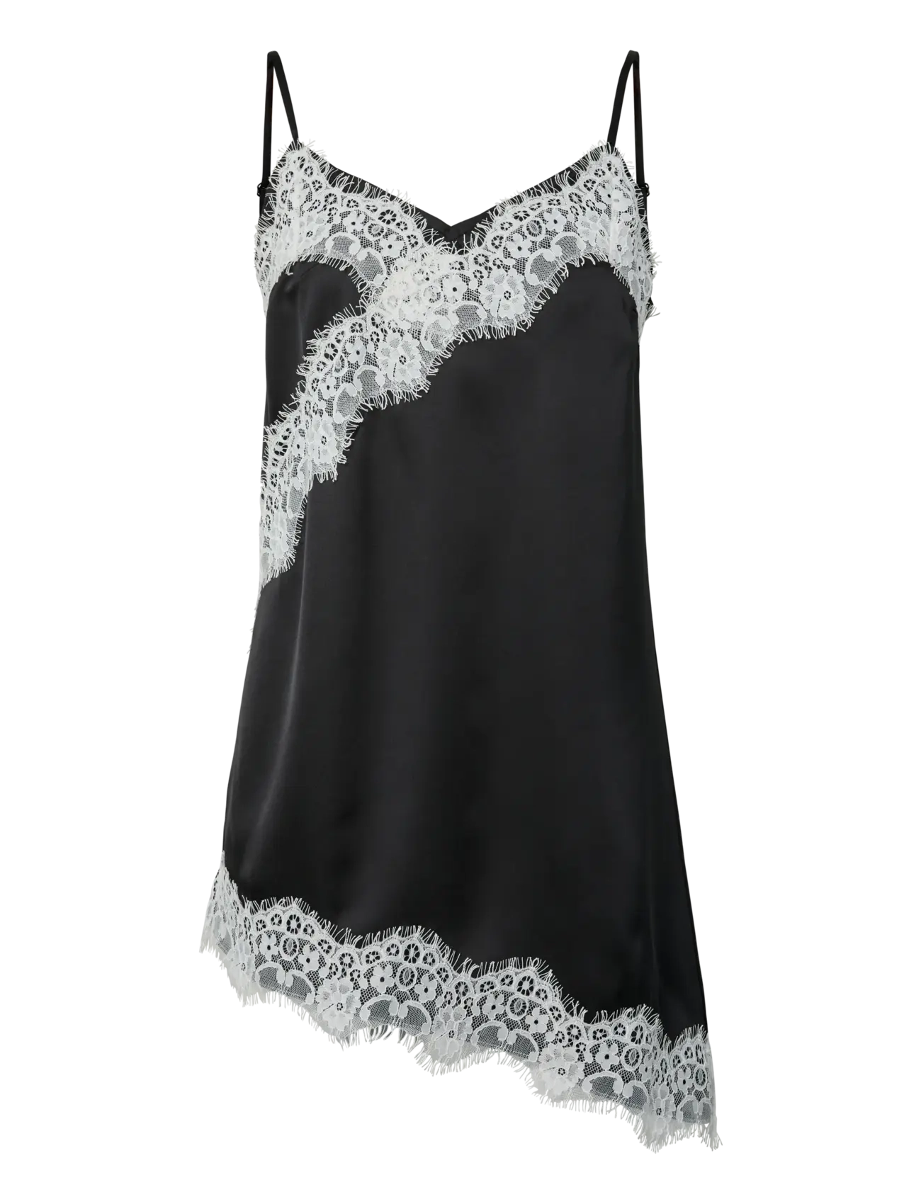 Pieces PCARIEL ASSYMETRIC LACE TOP D2D PP BC - New arrivals - BLACK / black