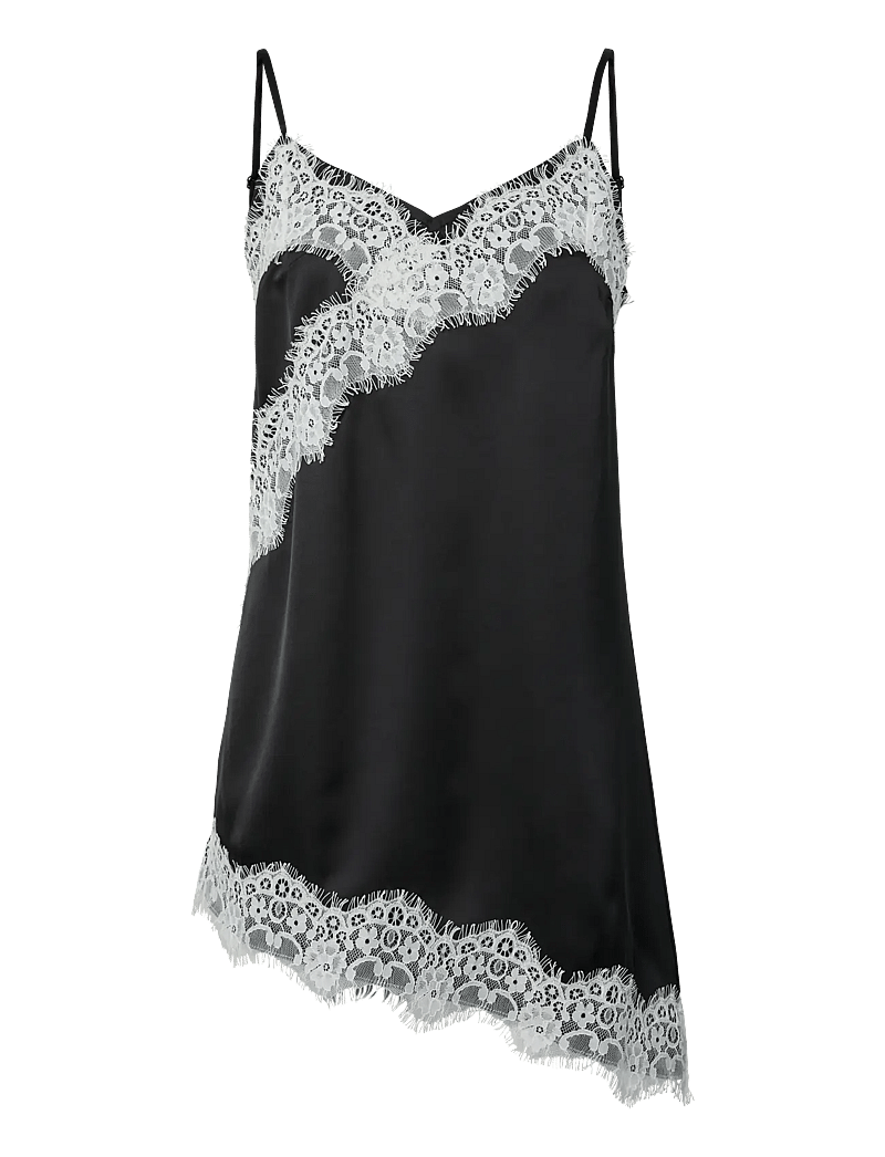 Pieces - PCARIEL ASSYMETRIC LACE TOP D2D PP BC - tanktops - black - 1