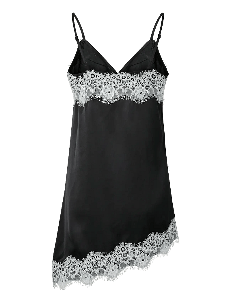 Pieces - PCARIEL ASSYMETRIC LACE TOP D2D PP BC - tanktops - black - 2