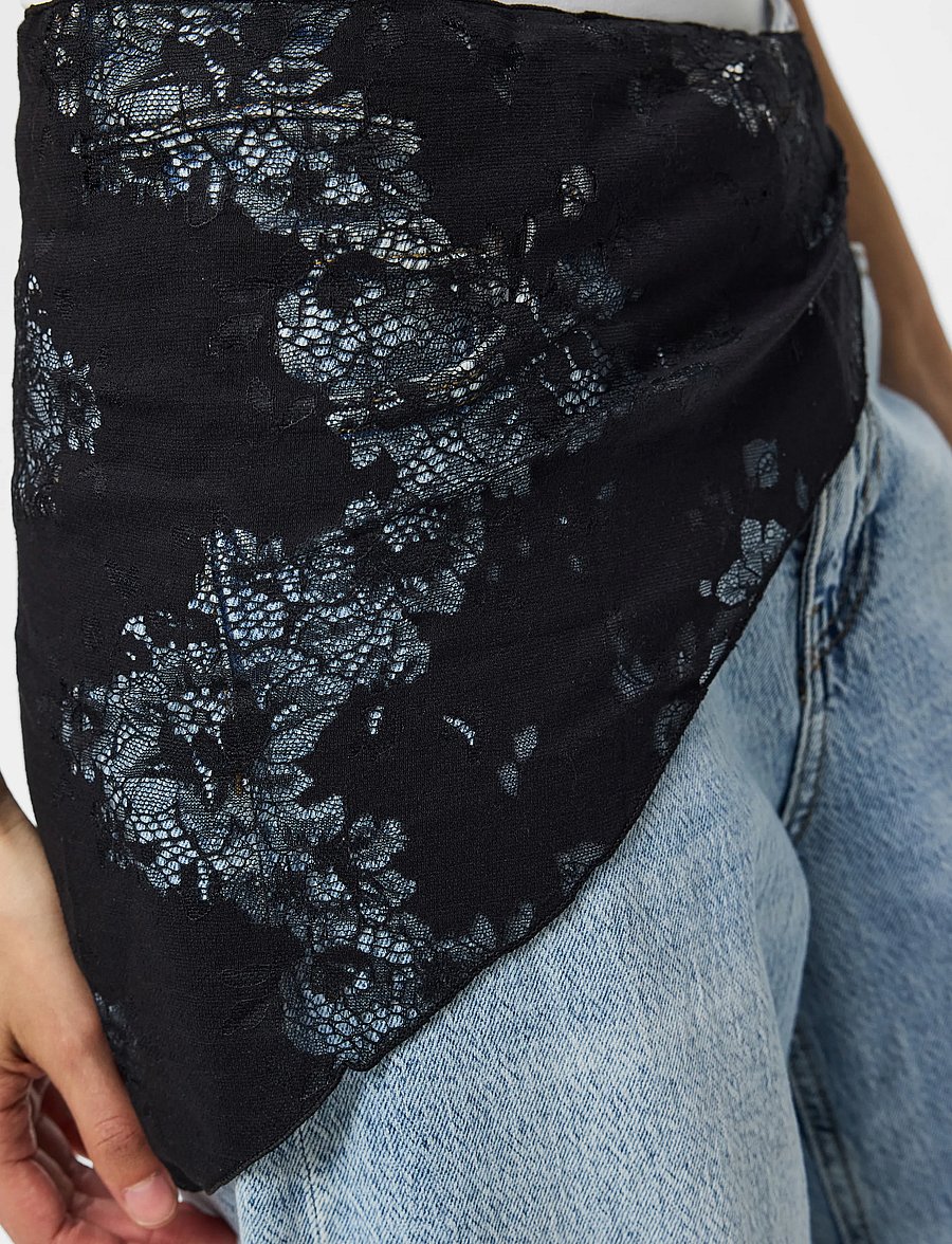 Pieces - PCARIA LACE SARONG PP - kerged sallid - black - 3