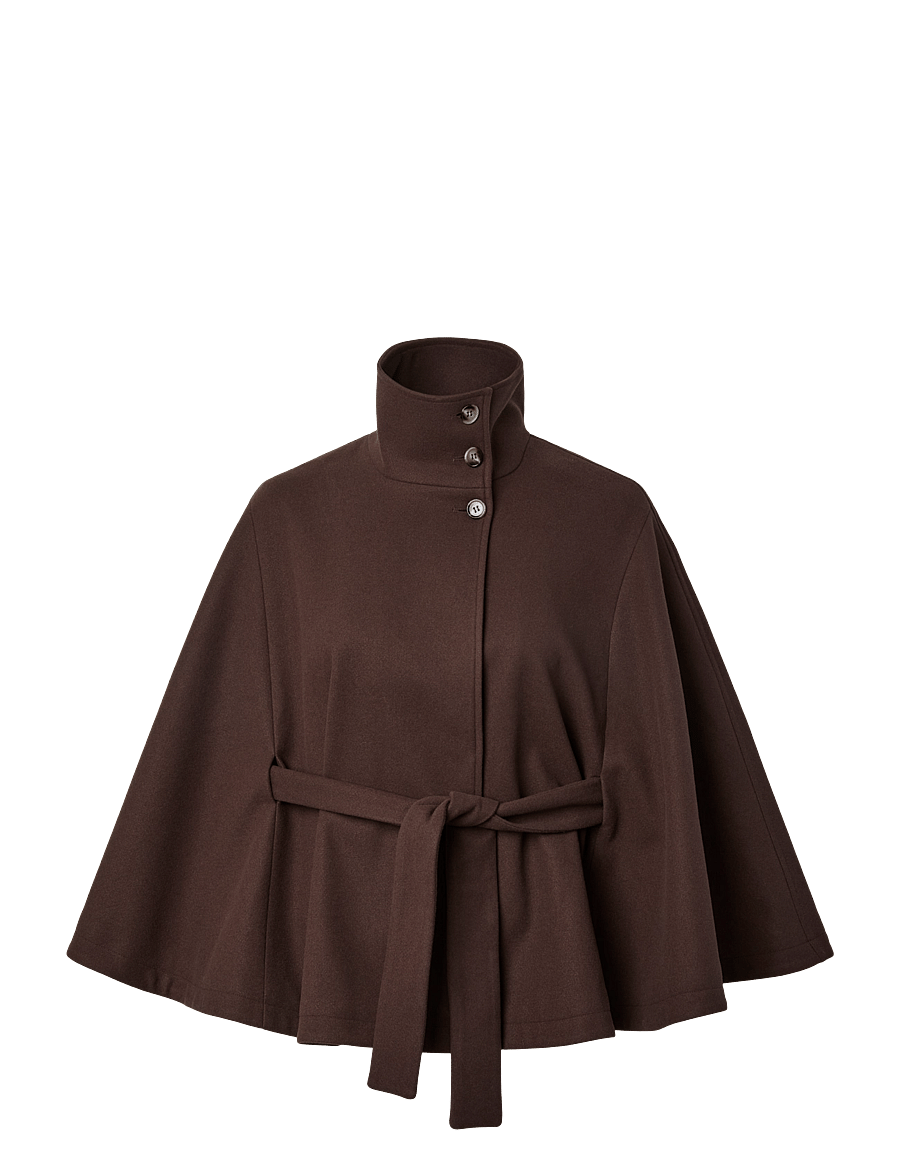 Pieces - PCAIKEN CAPE JACKET W. BELT BC - kevadjoped - hot fudge - 0