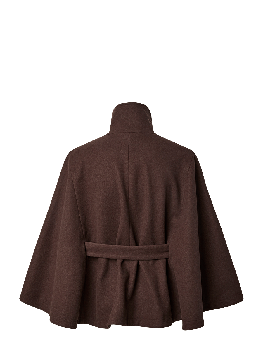 Pieces - PCAIKEN CAPE JACKET W. BELT BC - kevadjoped - hot fudge - 1