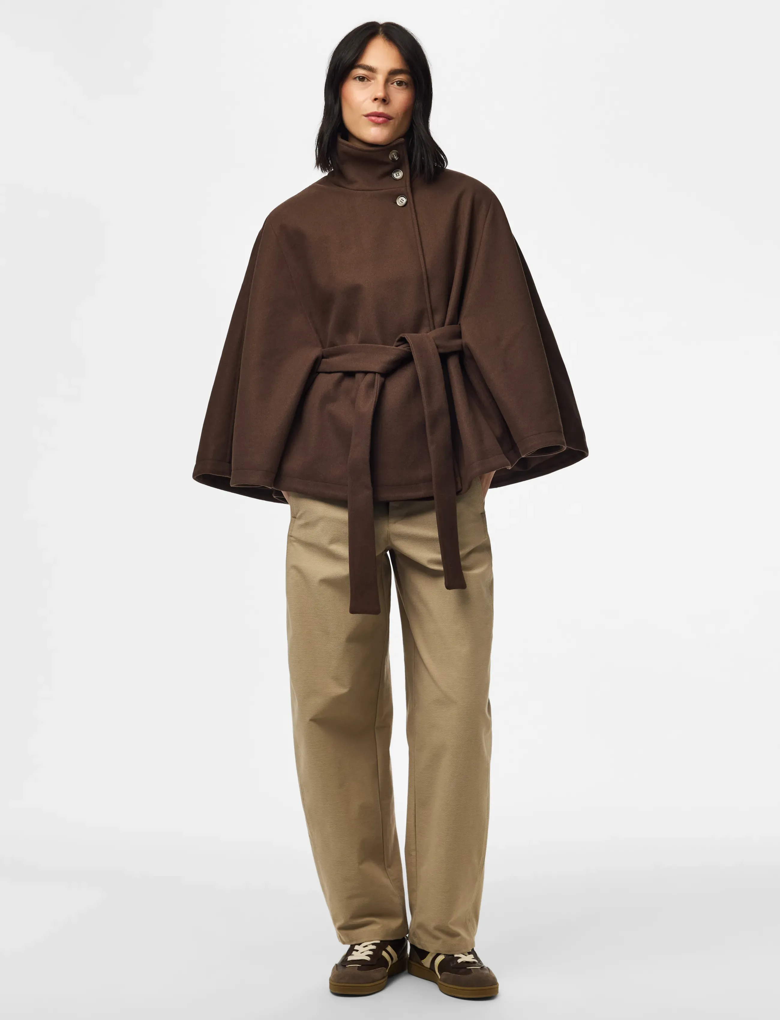 Pieces - PCAIKEN CAPE JACKET W. BELT BC - Õhukesed jakid - hot fudge - 4