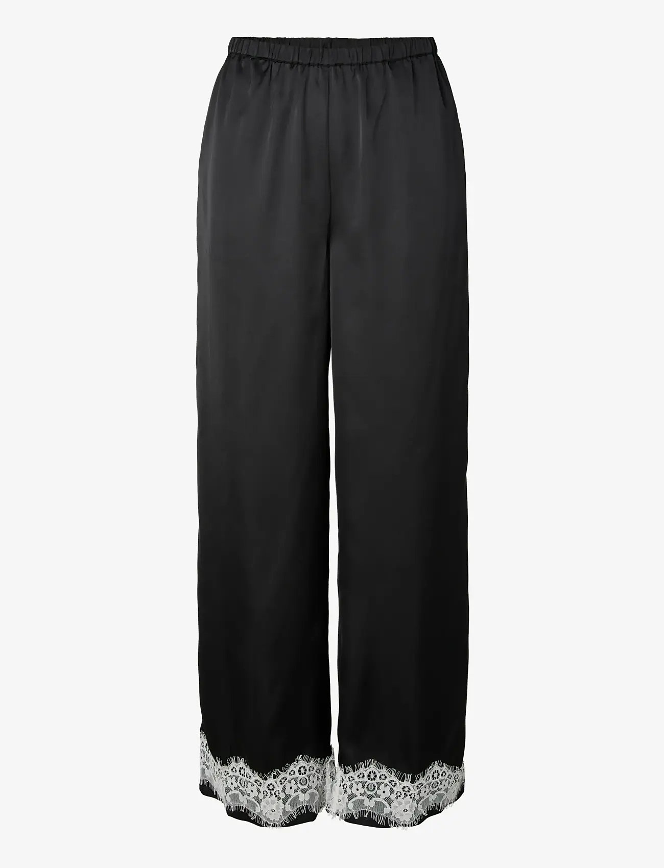 Pieces - PCARIEL HW WIDE LACE  PANTS D2D PP - laia säärega püksid - black - 1