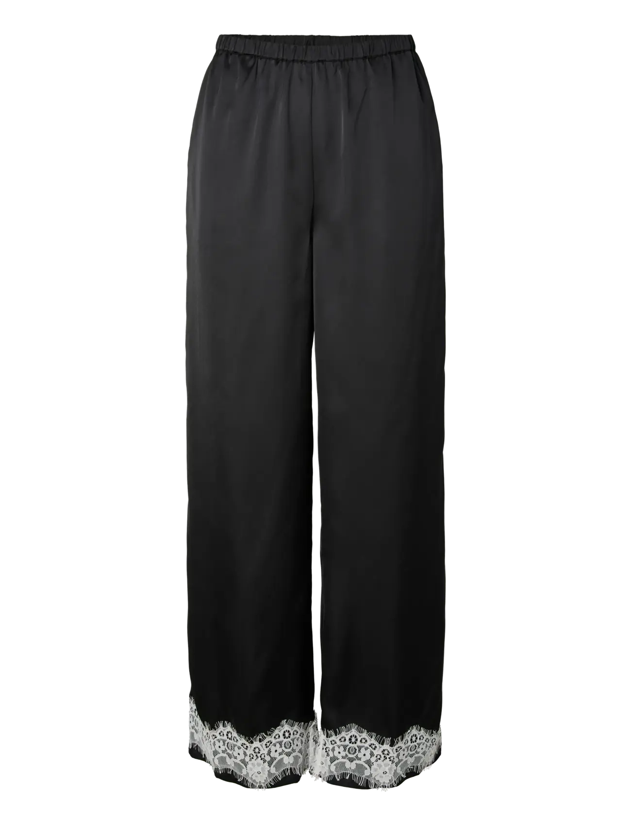 Pieces PCARIEL HW WIDE LACE  PANTS D2D PP - Püksid - BLACK / black