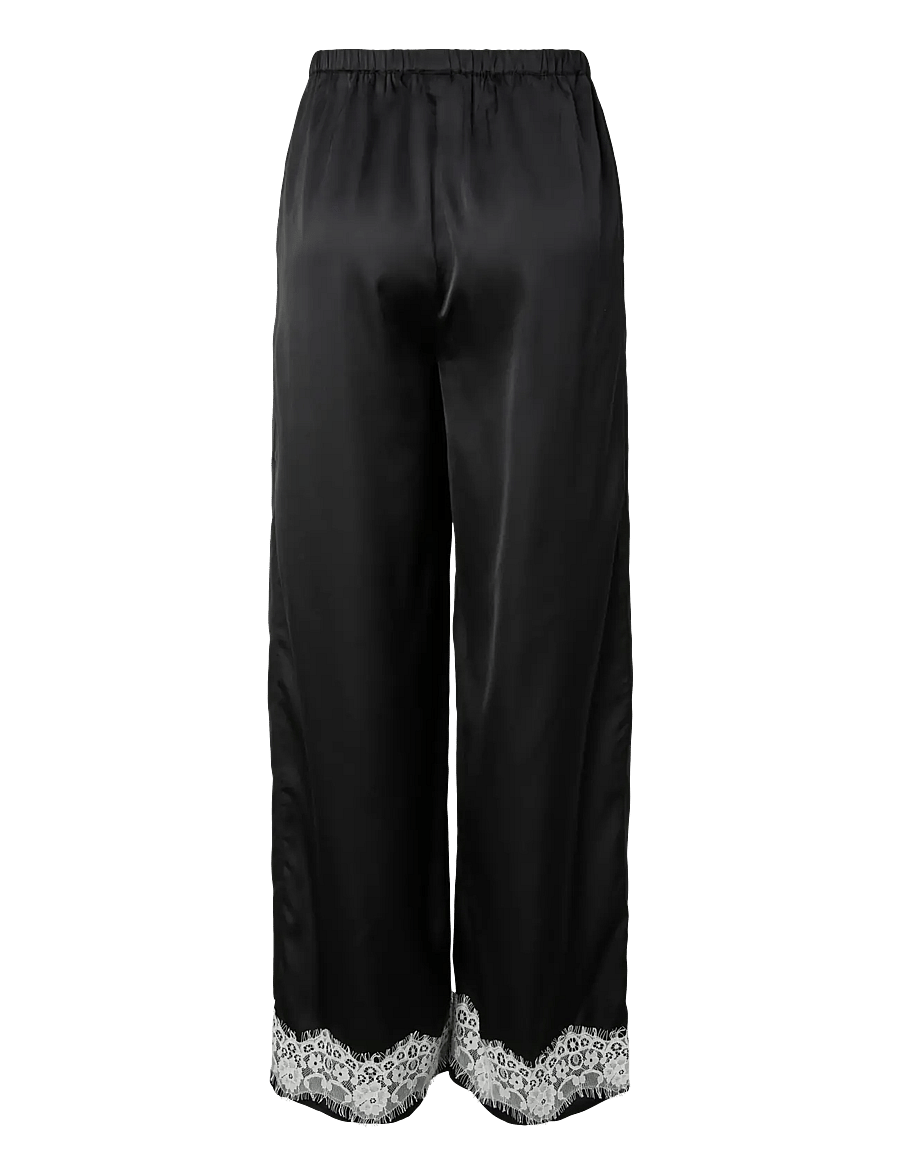 Pieces - PCARIEL HW WIDE LACE PANTS D2D PP - hosen mit weitem bein - black - 2