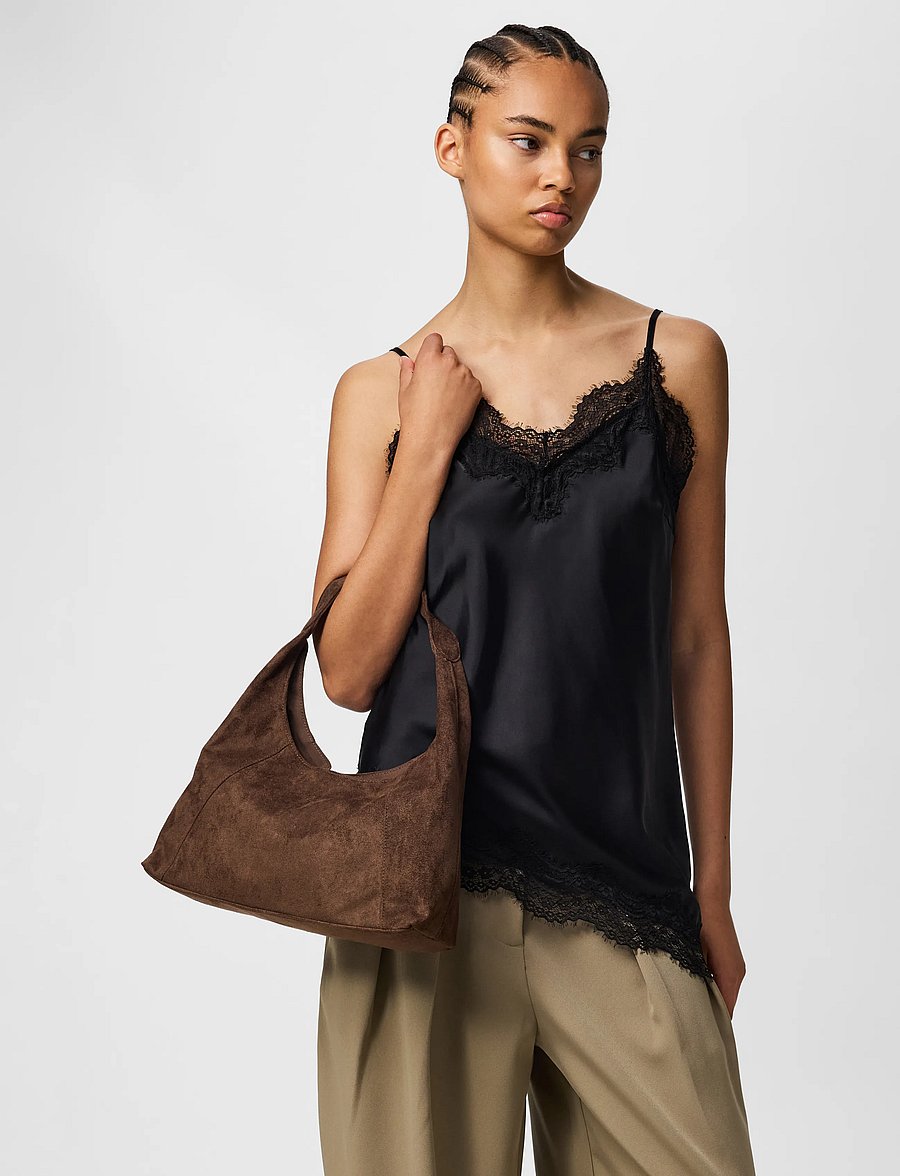 Pieces - PCJOYE FESTIVAL HOBO BAG - axelremsväskor - chicory coffee - 0