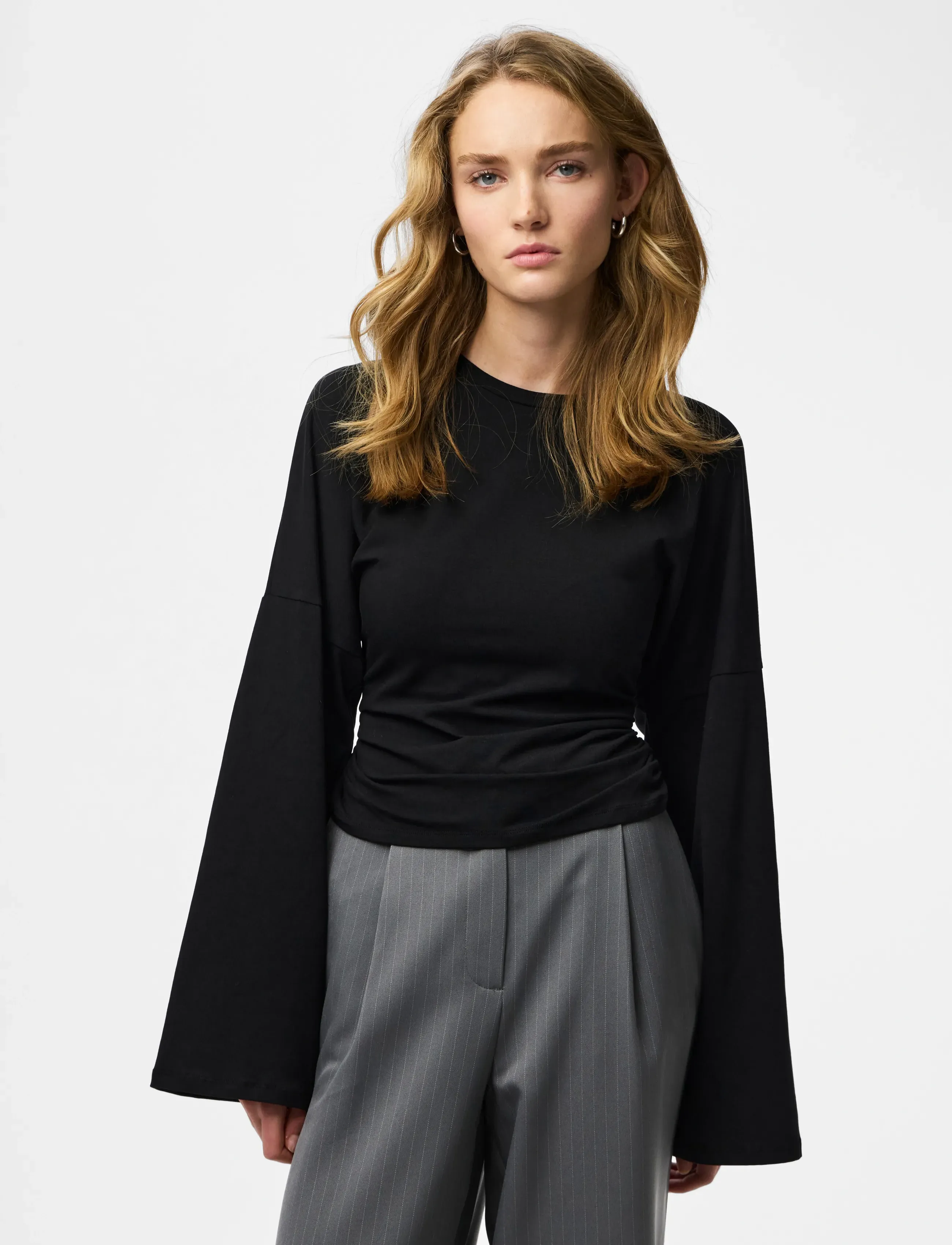 Pieces PCALLI LS O-NECK TOP - Pieces - BLACK / black