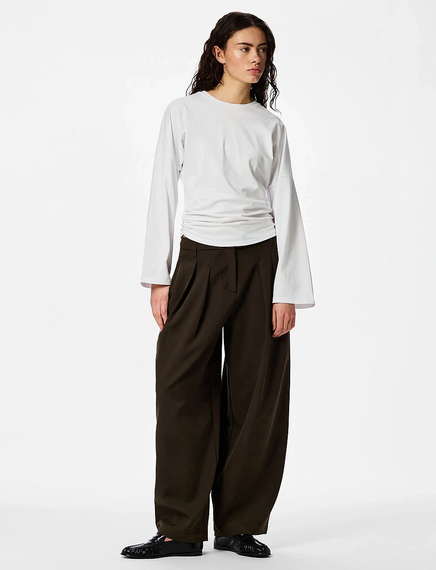 Pieces - PCALLI LS O-NECK TOP JRS NOOS - langärmlige tops - bright white - 4
