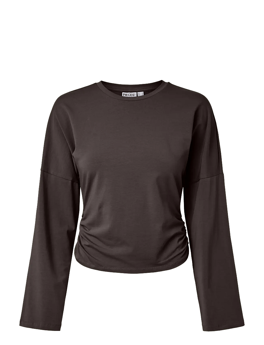Pieces - PCALLI LS O-NECK TOP JRS NOOS - langärmlige tops - chocolate plum - 1