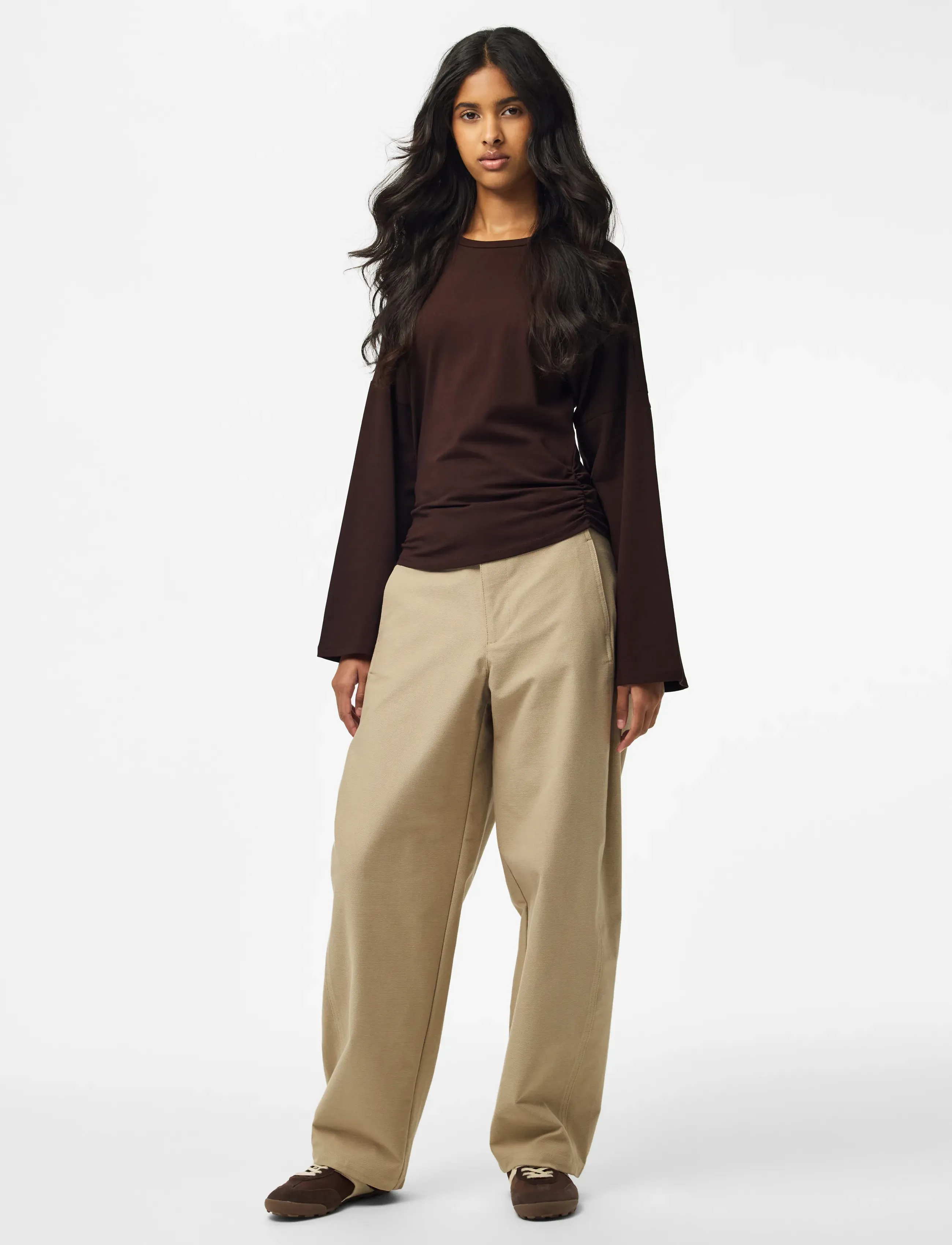 Pieces - PCALLI LS O-NECK TOP JRS NOOS - langärmlige tops - chocolate plum - 4