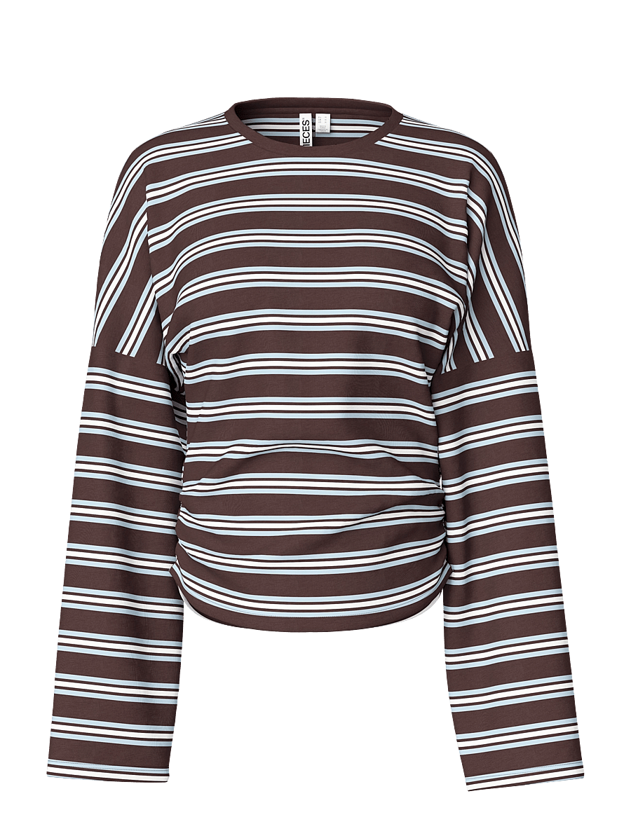 Pieces - PCALLI LS O-NECK TOP JRS NOOS - langermede topper - chocolate plum - 1