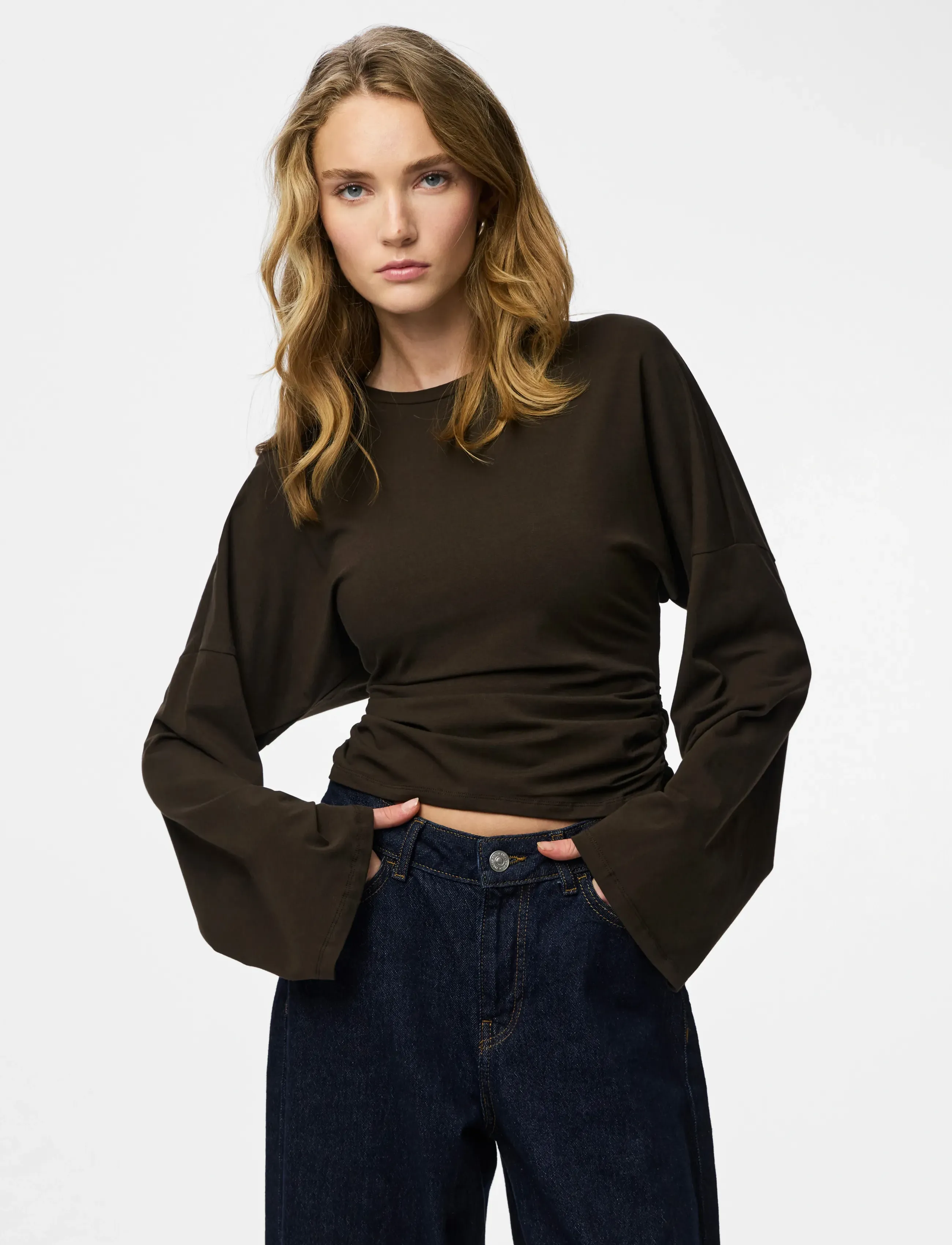 Pieces PCALLI LS O-NECK TOP - Pieces - DELICIOSO / brown