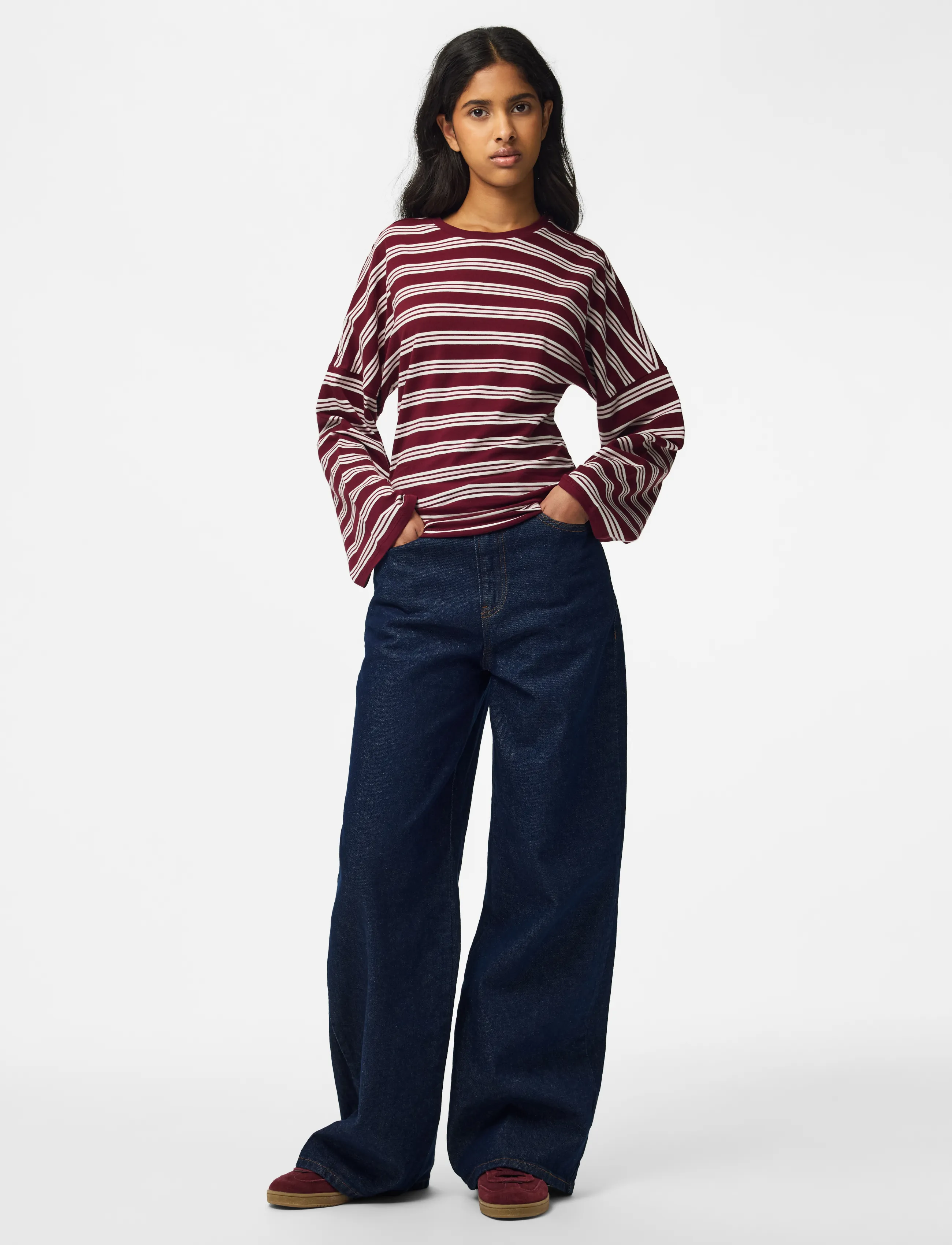 Pieces - PCALLI LS O-NECK TOP D2D - pikkade varrukatega topid - windsor wine - 4