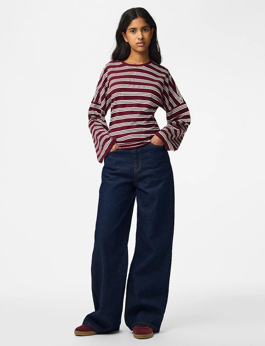 Pieces - PCALLI LS O-NECK TOP JRS NOOS - langerma toppar - windsor wine - 4