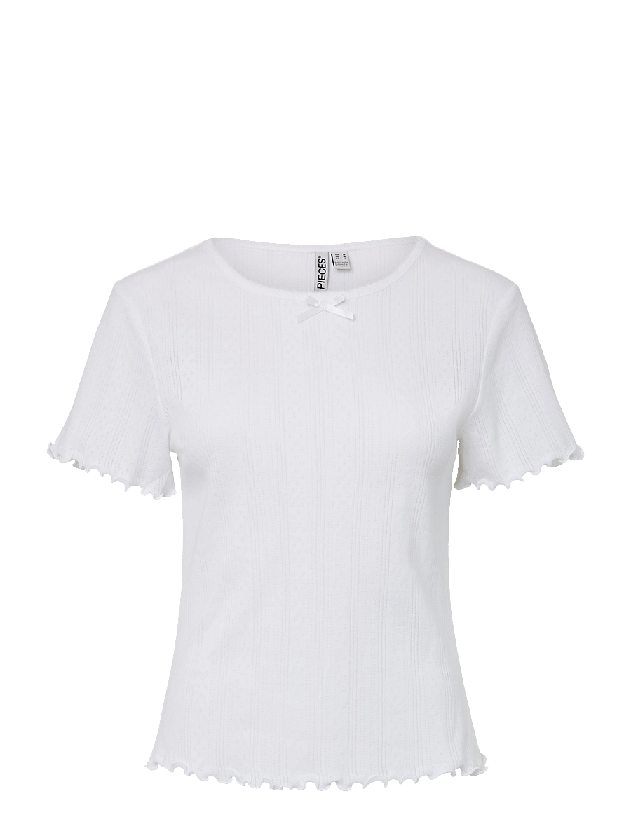 Pieces - PCNILLA SS POINTELLE TOP JRS - t-särgid - bright white - 0