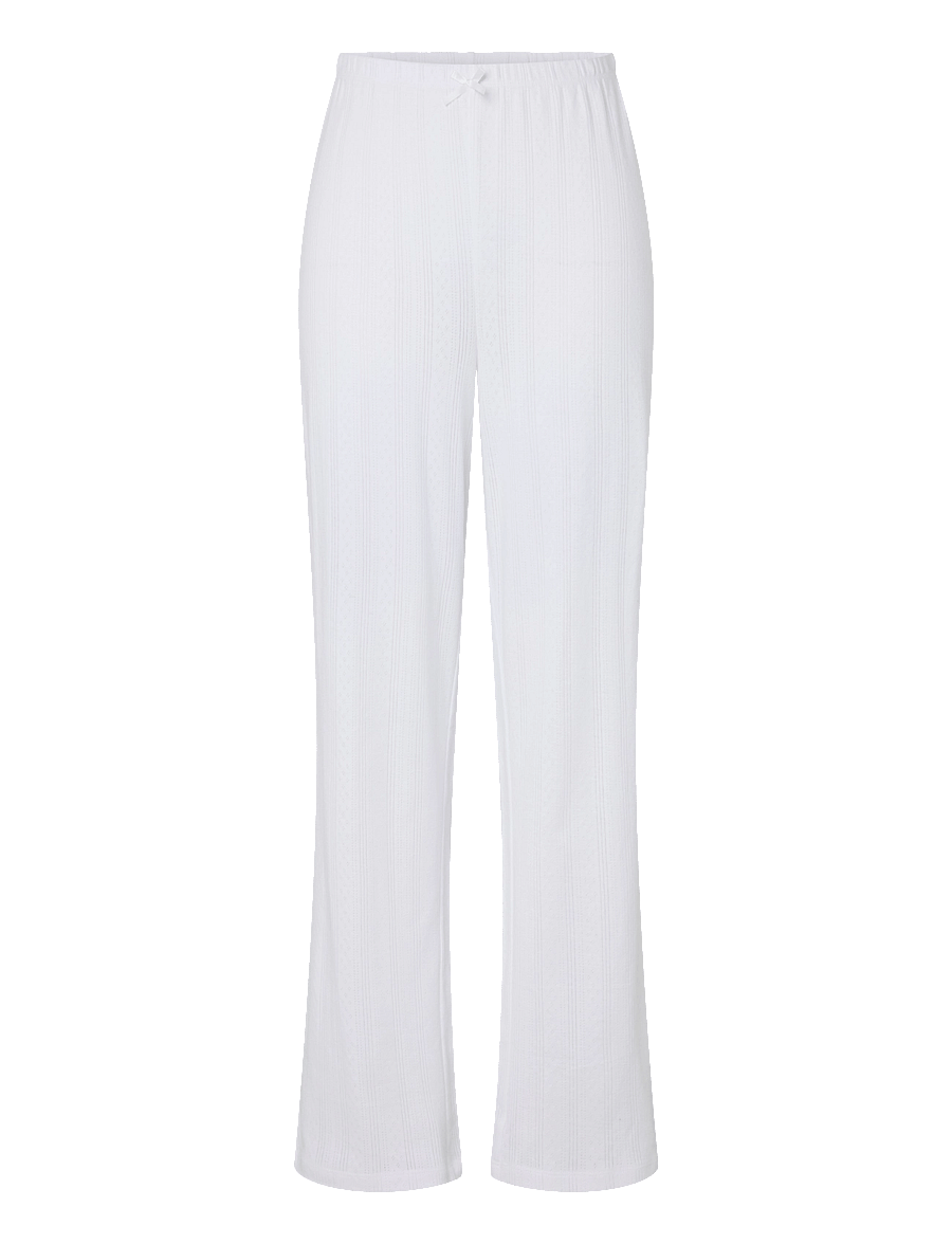 Pieces - PCNILLA POINTELLE PANT JRS - laia säärega püksid - bright white - 0