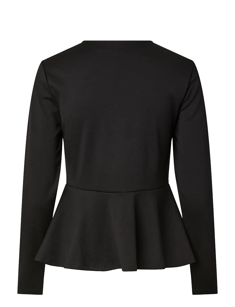 Pieces - PCALISA LS PEPLUM TOP JRS NOOS BC - langärmlige tops - black - 2