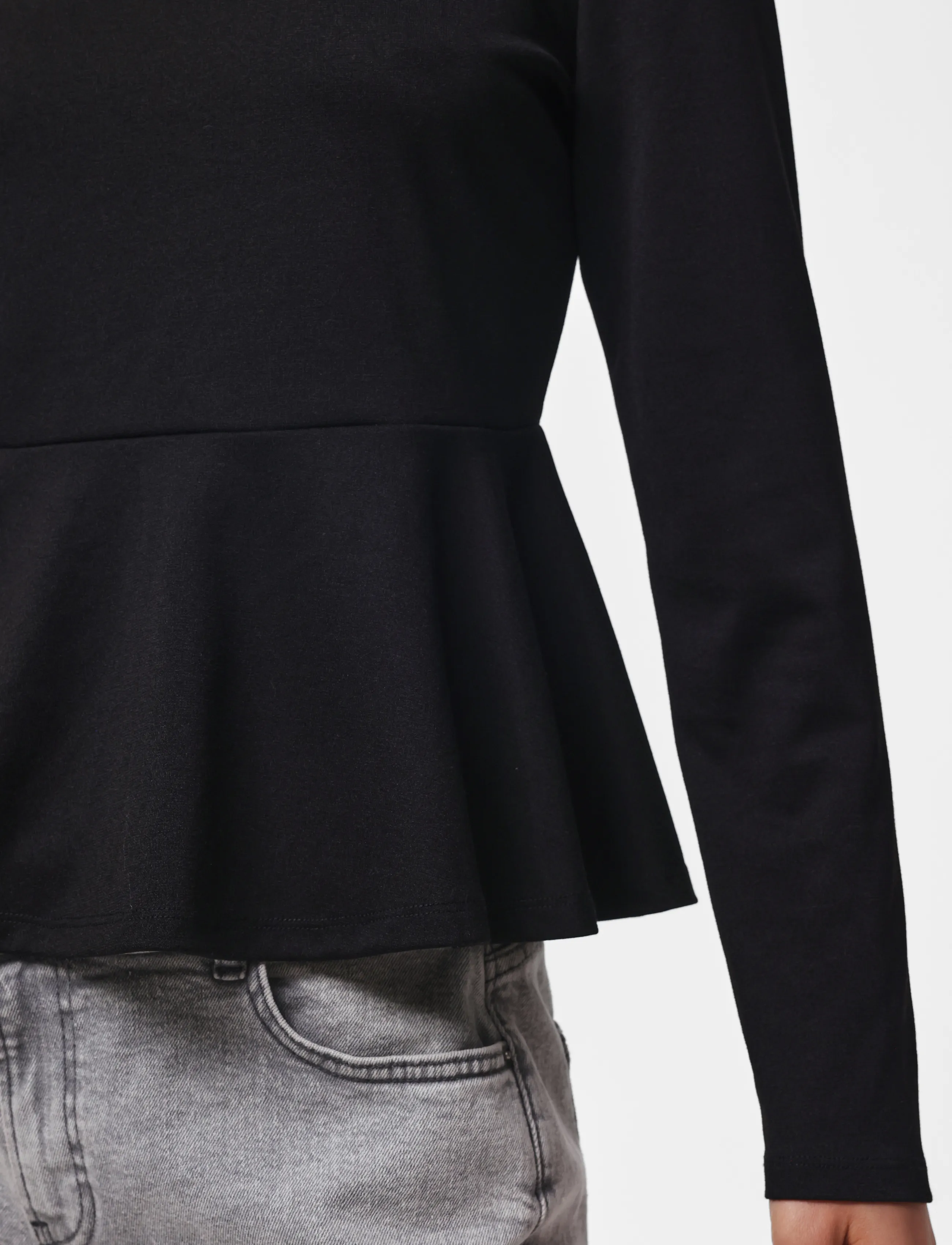 Pieces - PCALISA LS PEPLUM TOP JRS NOOS BC - langärmlige tops - black - 5