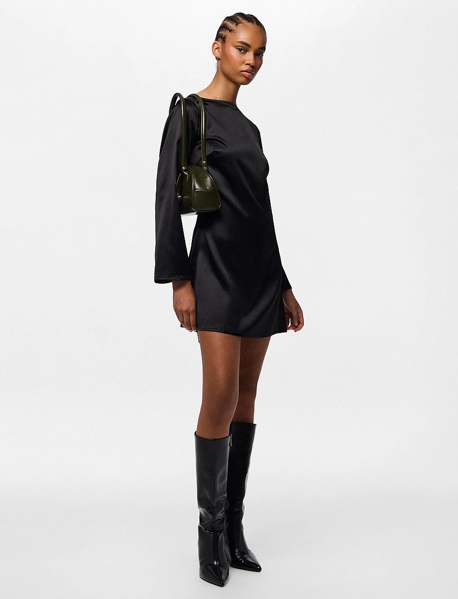 Pieces - PCEVY LS SHORT DRESS WVN BC - partykleider - black - 0