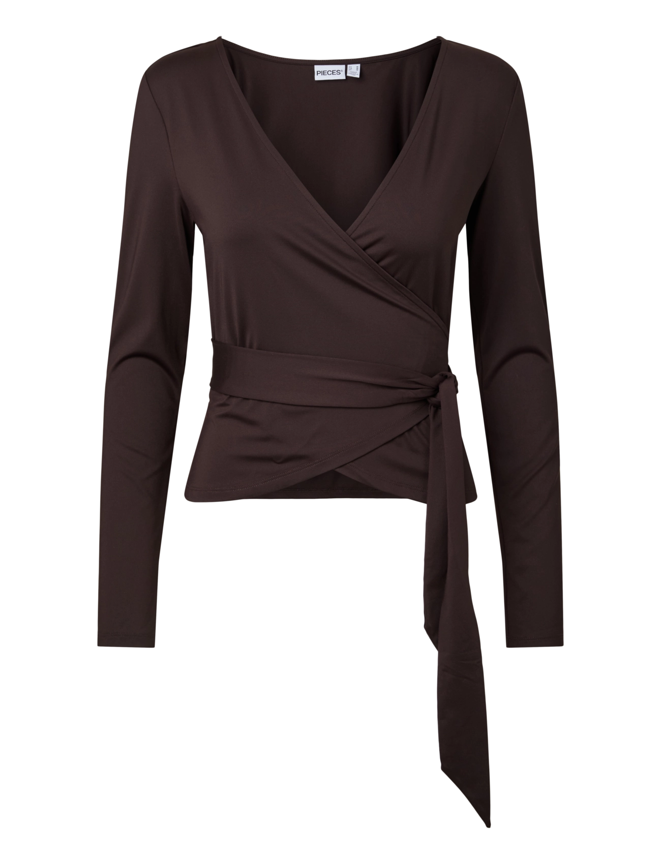 Pieces PCESTER LS WRAP TOP MWA JRS - Blusar & Skjortor - CHOCOLATE PLUM / brown