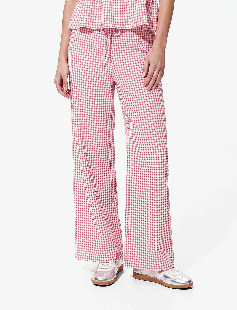 Pieces - PCMALLI HW PANTS JRS D2D - wide leg trousers - roseate spoonbill - 0