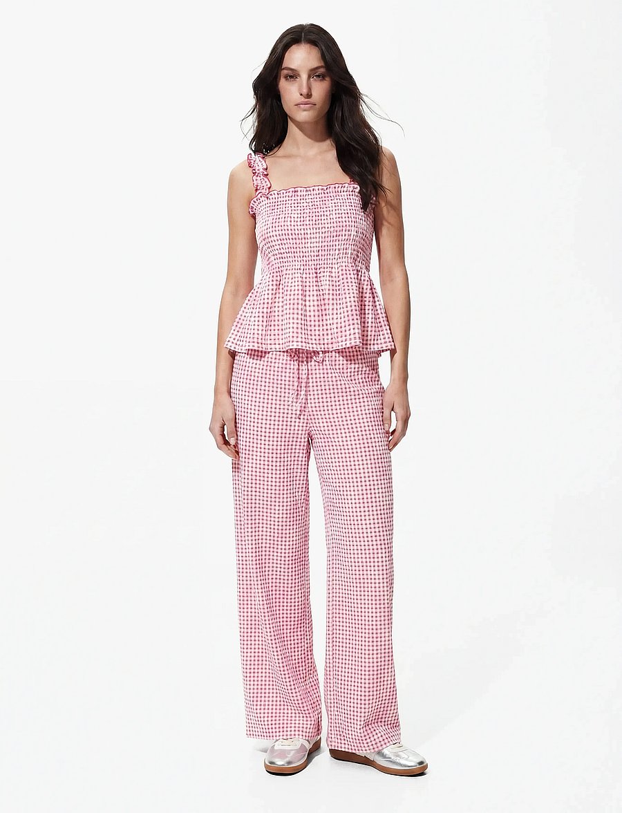 Pieces - PCMALLI HW PANTS JRS D2D - wide leg trousers - roseate spoonbill - 3