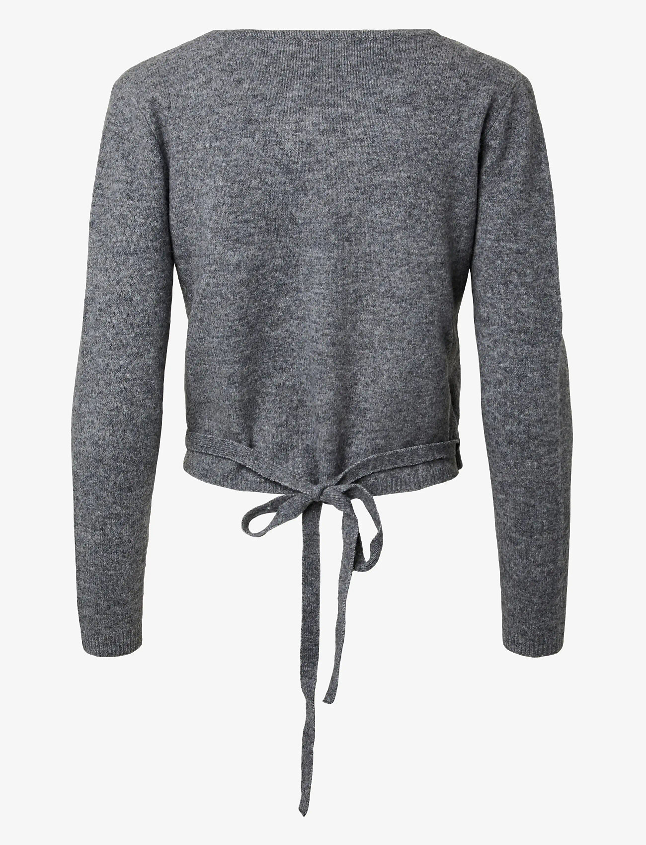 Pieces - PCMAJI LS O-NECK WRAP KNIT D2D - jumpers - medium grey melange - 2