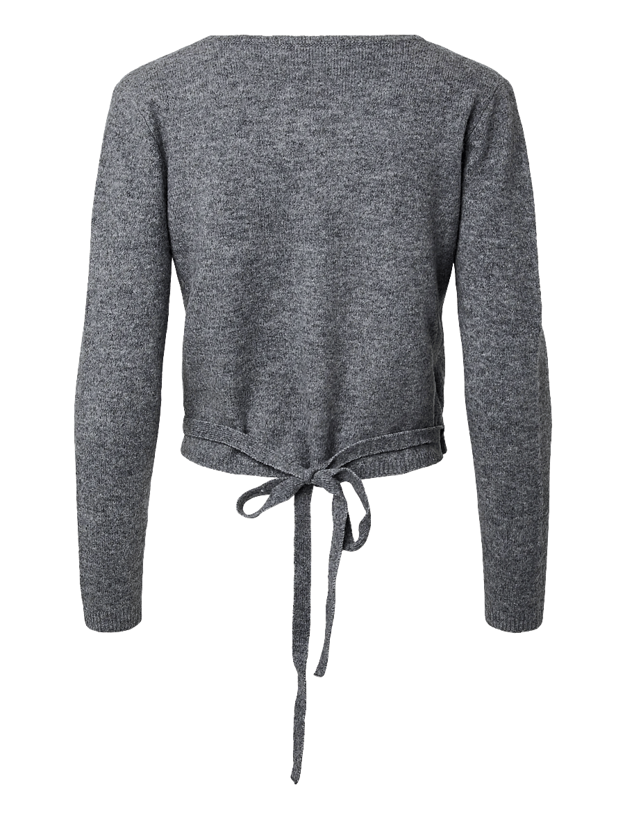 Pieces - PCMAJI LS O-NECK WRAP KNIT D2D - striktrøjer - medium grey melange - 2