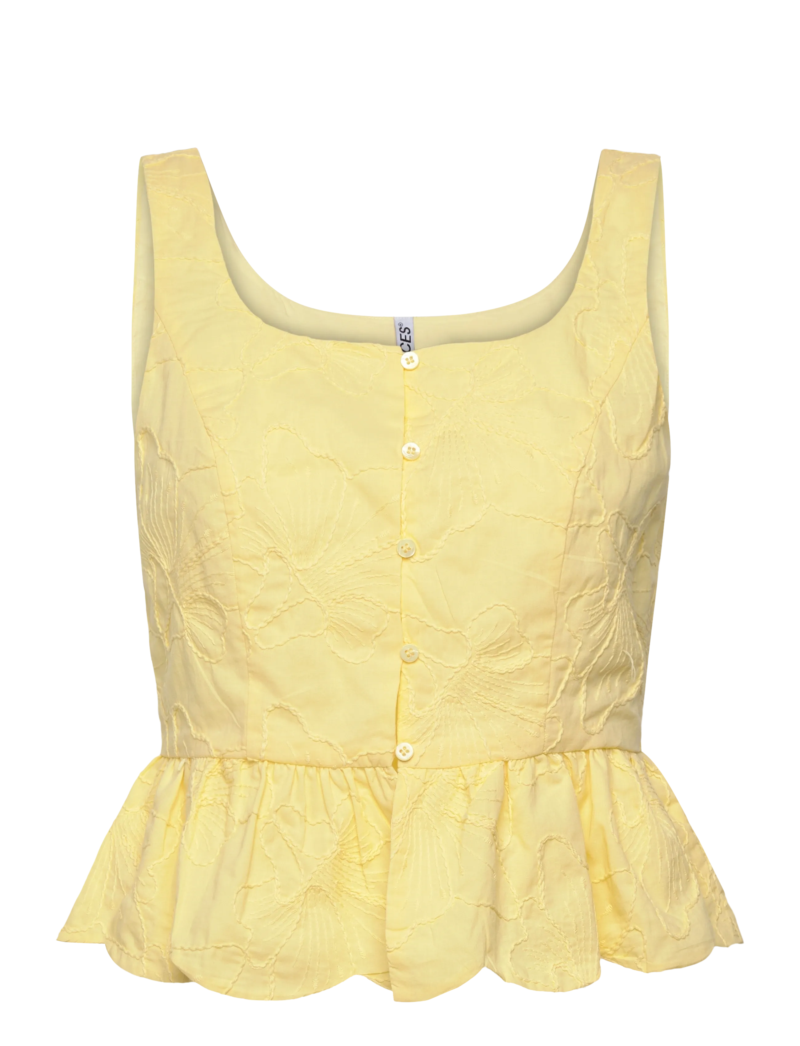 Pieces Pcmarli Sl Top Wvn D2D, Kvinder, Ærmeløs Peplum Top, Gul, Str: XL