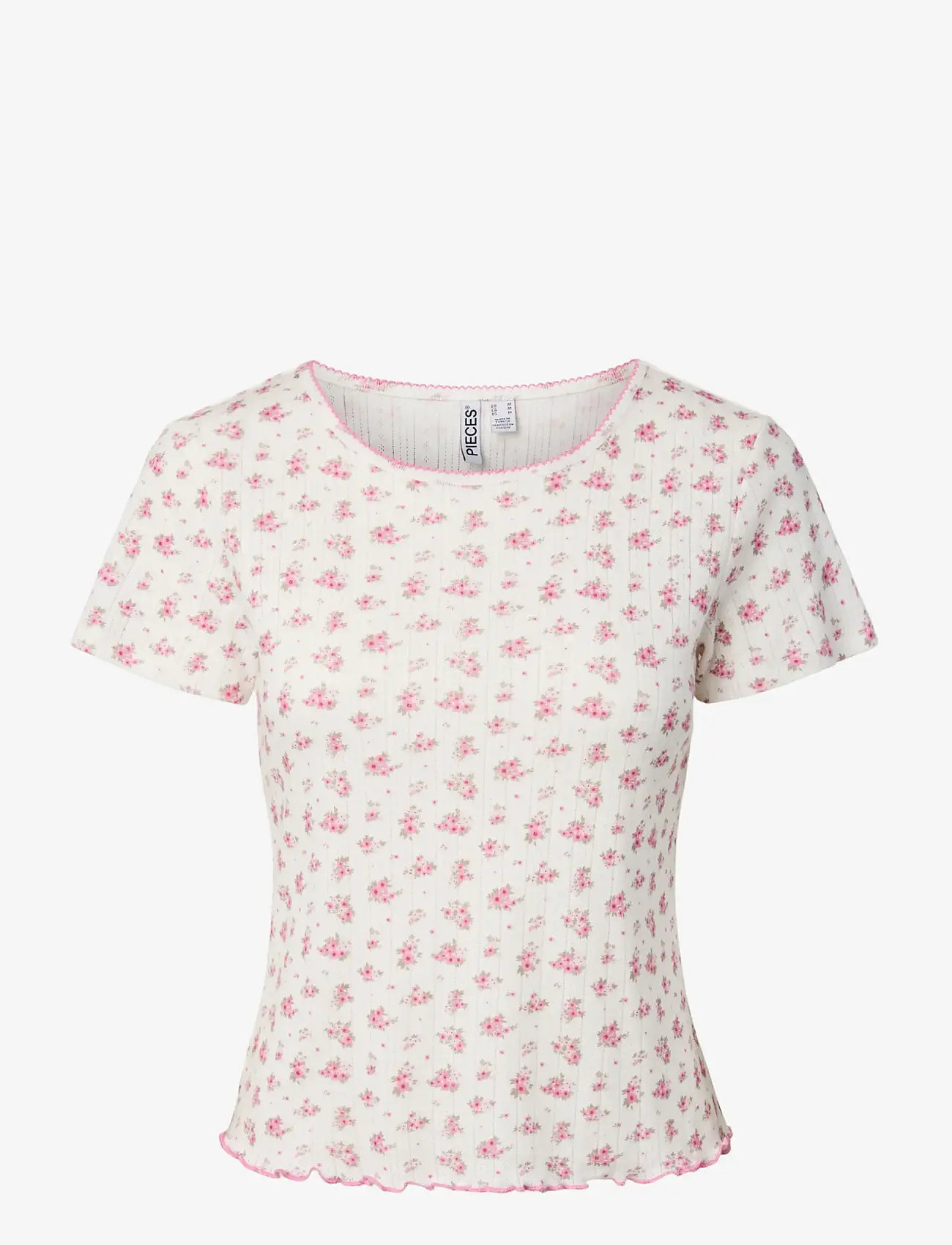 Pieces - PCMYA SS POINTELLE T-SHIRT JRS D2D - t-shirts - birch - 1
