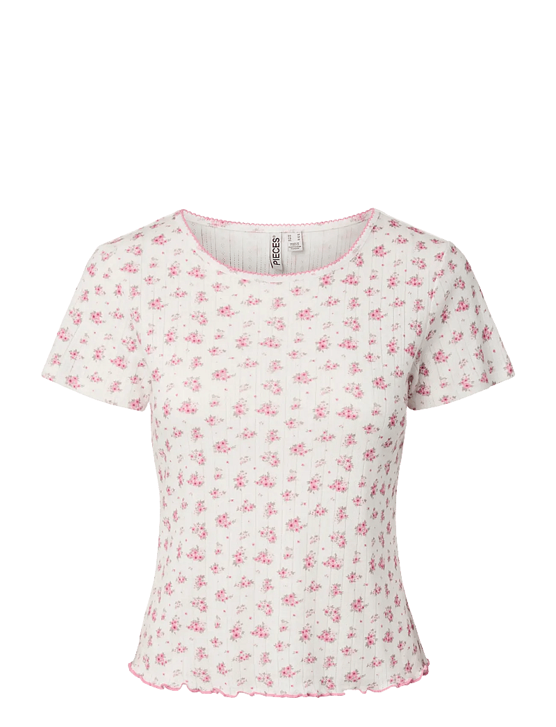 Pieces - PCMYA SS POINTELLE T-SHIRT JRS D2D - t-shirts - birch - 1