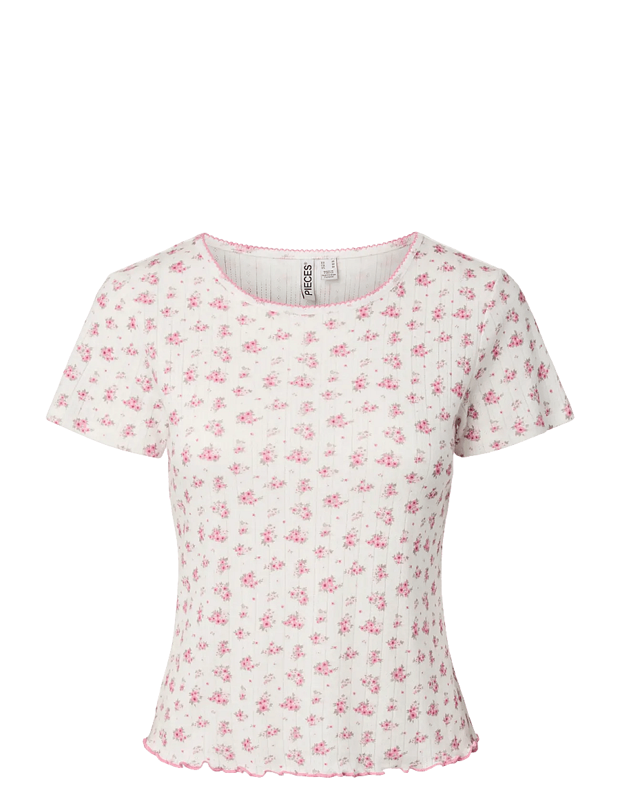 Pieces - PCMYA SS POINTELLE T-SHIRT JRS D2D - t-shirts - birch - 1