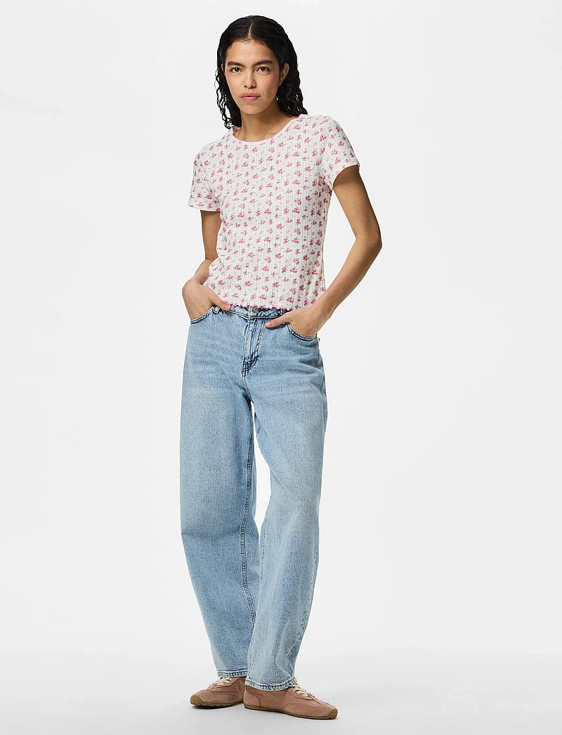 Pieces - PCMYA SS POINTELLE T-SHIRT JRS D2D - t-shirts - birch - 3