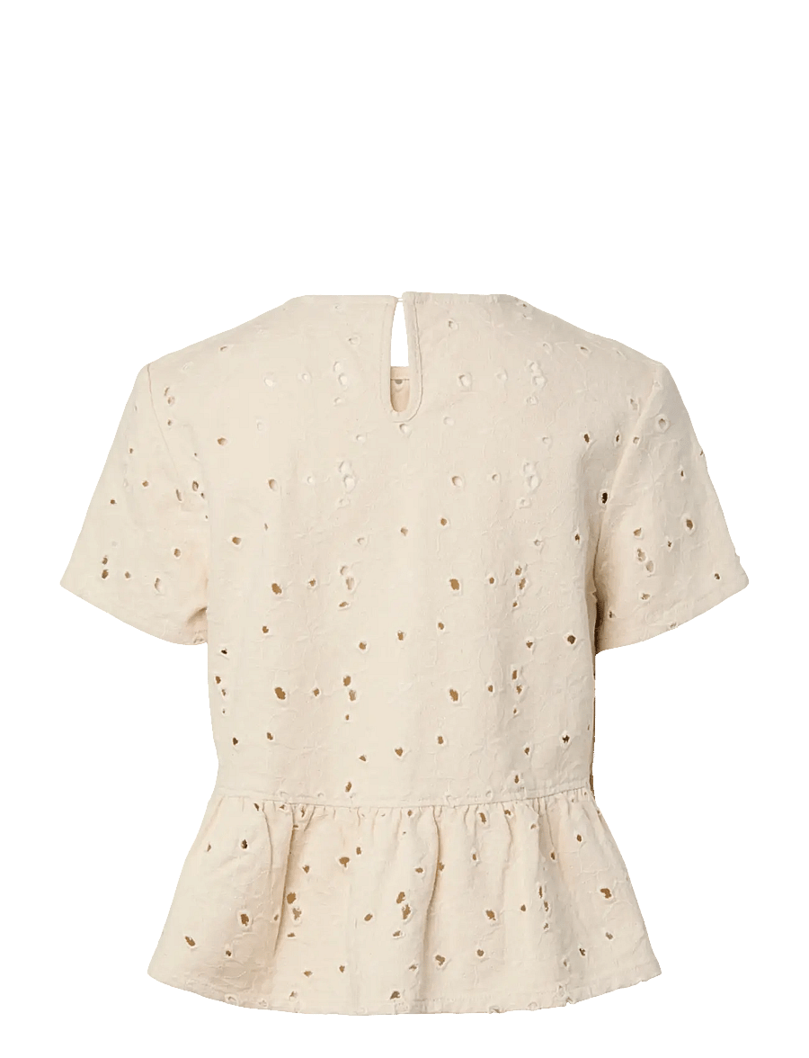 Pieces - PCELLA SS TOP DNM D2D - lühikeste varrukatega pluusid - ecru - 2