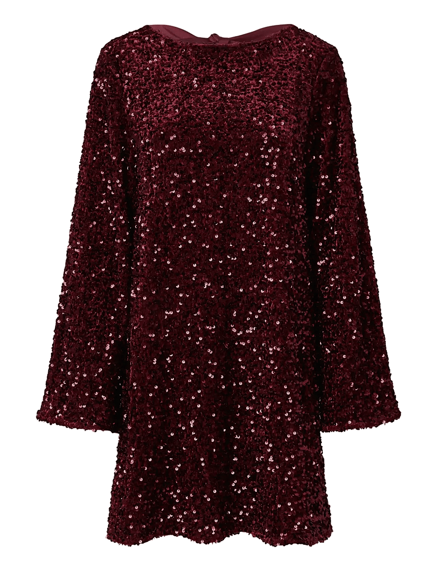 Pieces - PCKAMMY LS DEEP BACK BOW DRESS JRS BC - tawny port - 1
